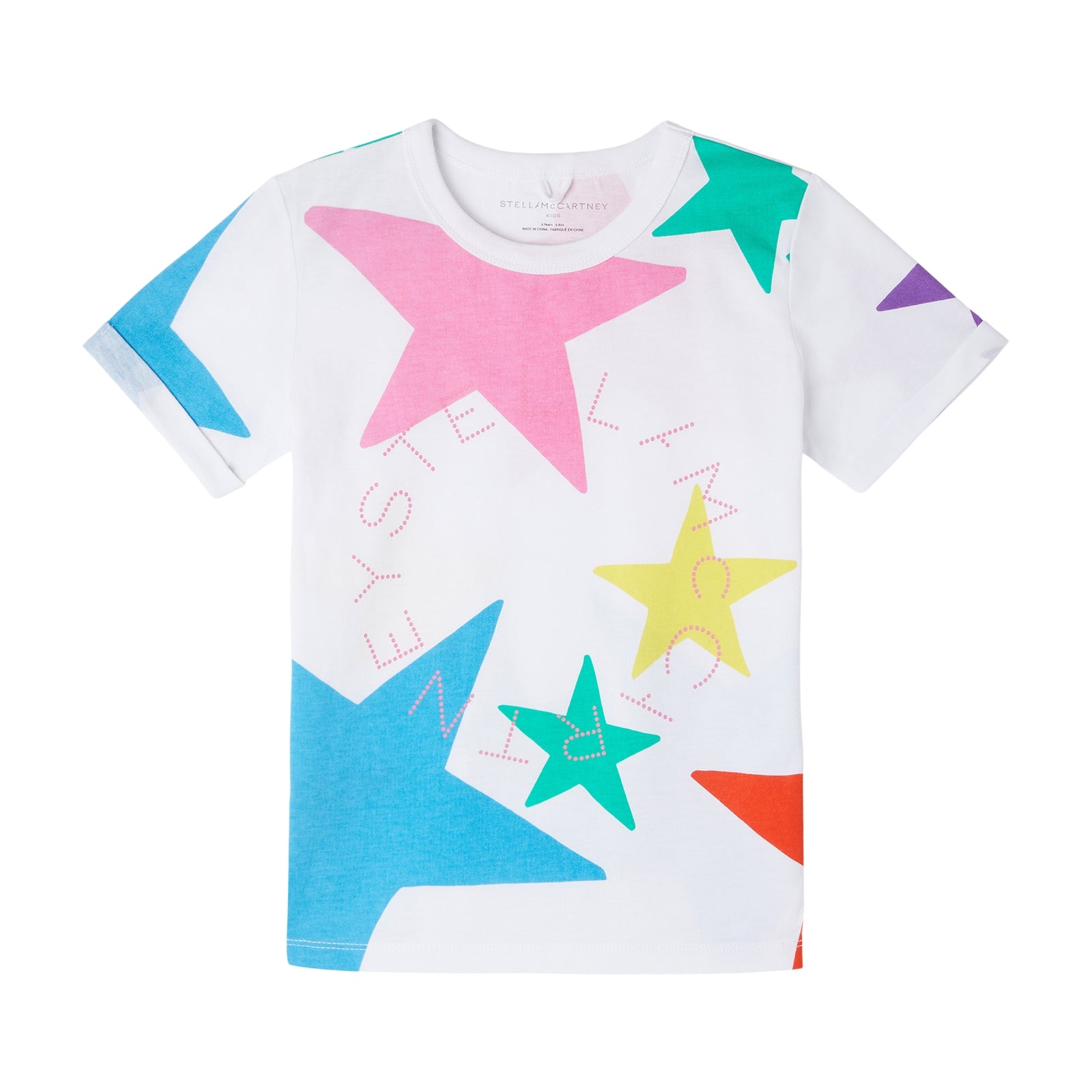 Girls White Star Cotton T-Shirt