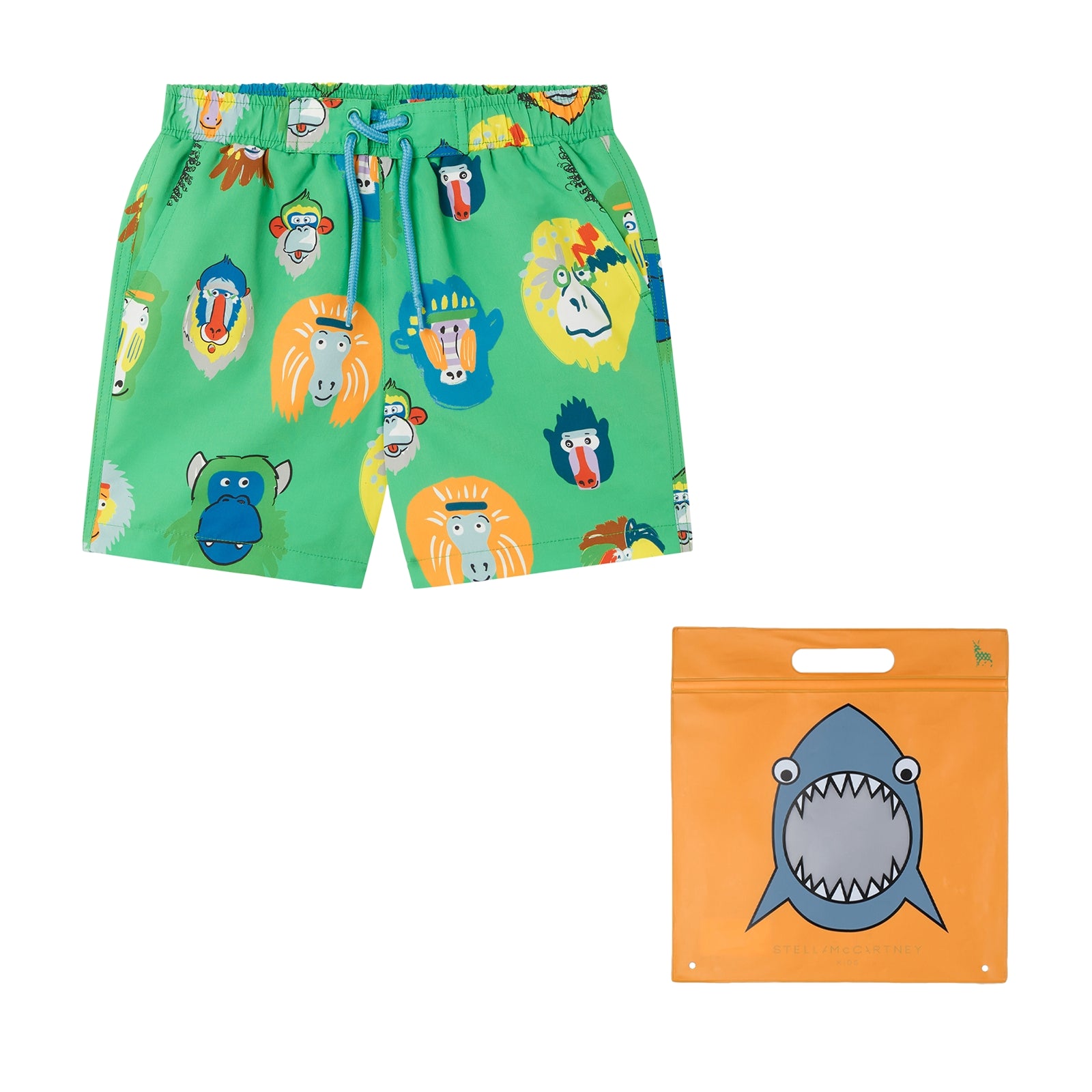 Boys Green Printed Swim Shorts