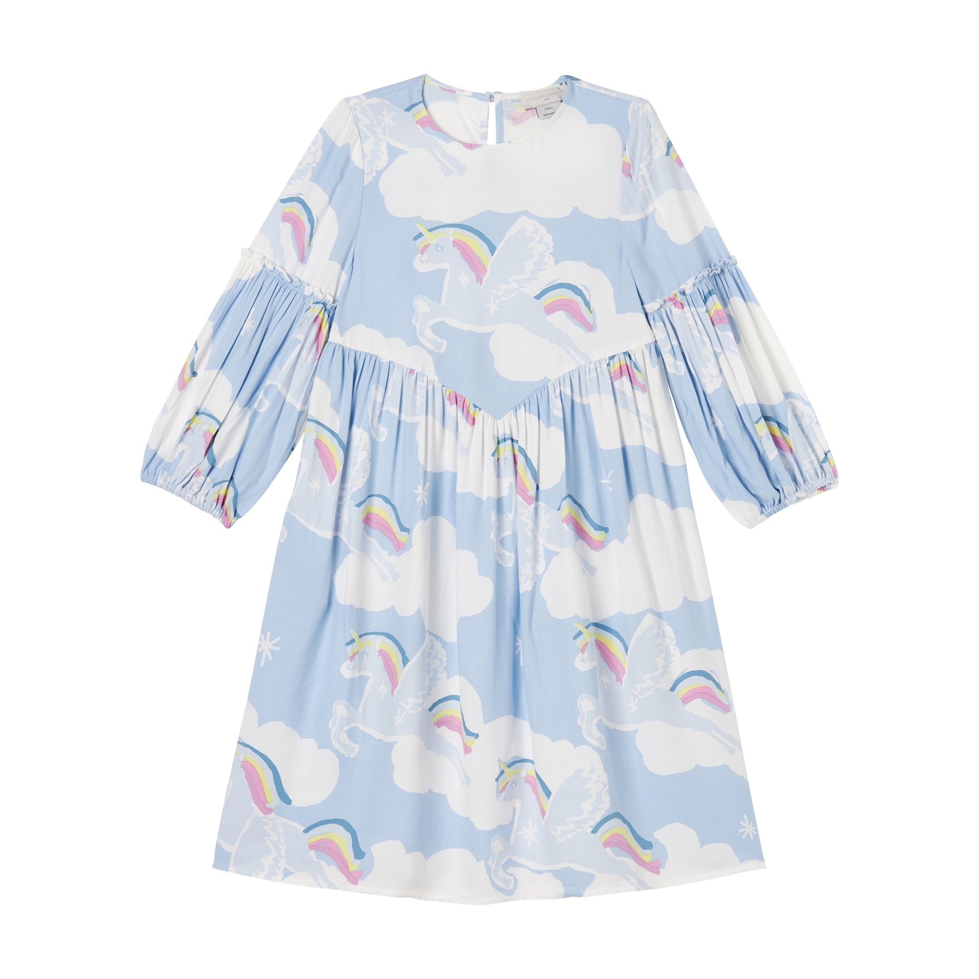 Girls Light Blue Printed Dress