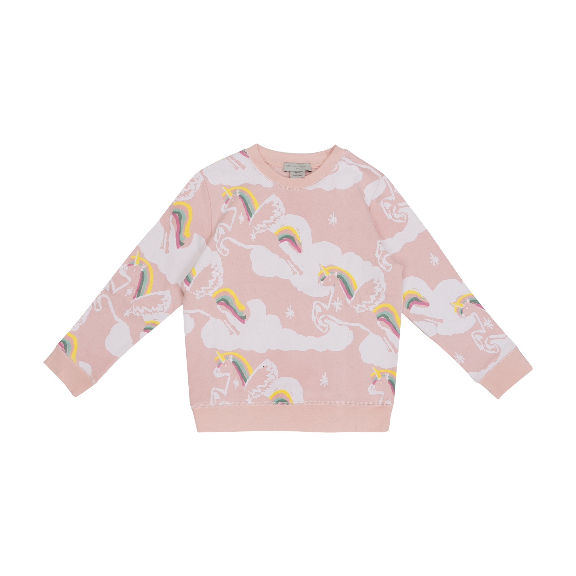 Girls Pink Printed Cotton Sweatshirt