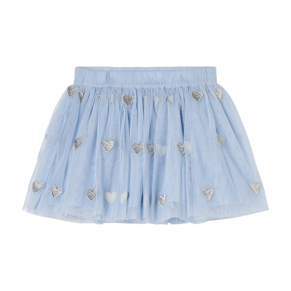 Girls Light Blue Embroidered Skirt