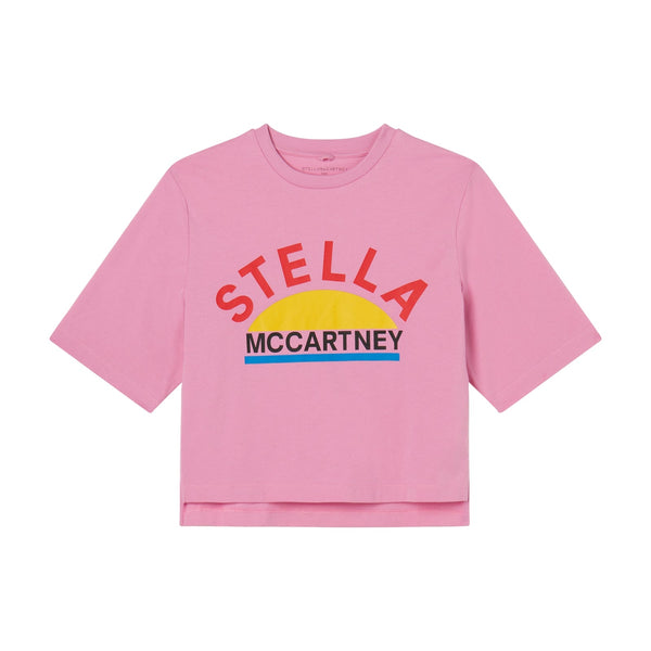 Girls Pink Logo Cotton T-Shirt