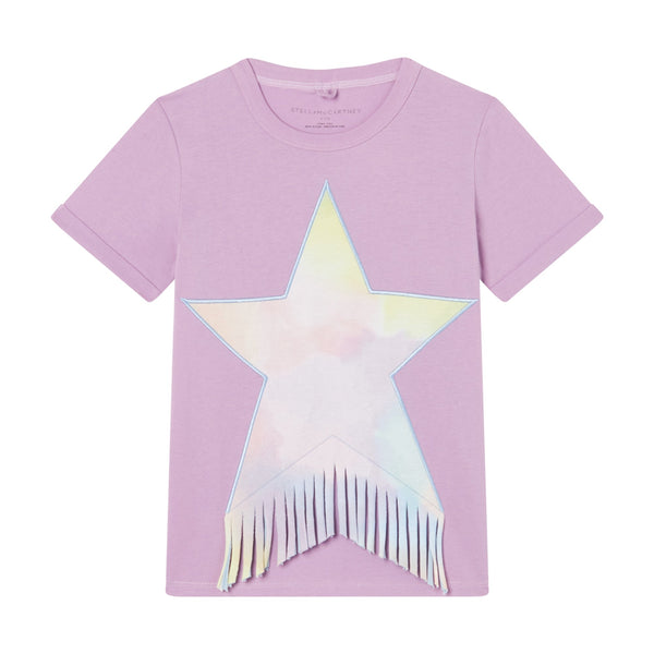 Girls Lilac Tassel Cotton T-Shirt