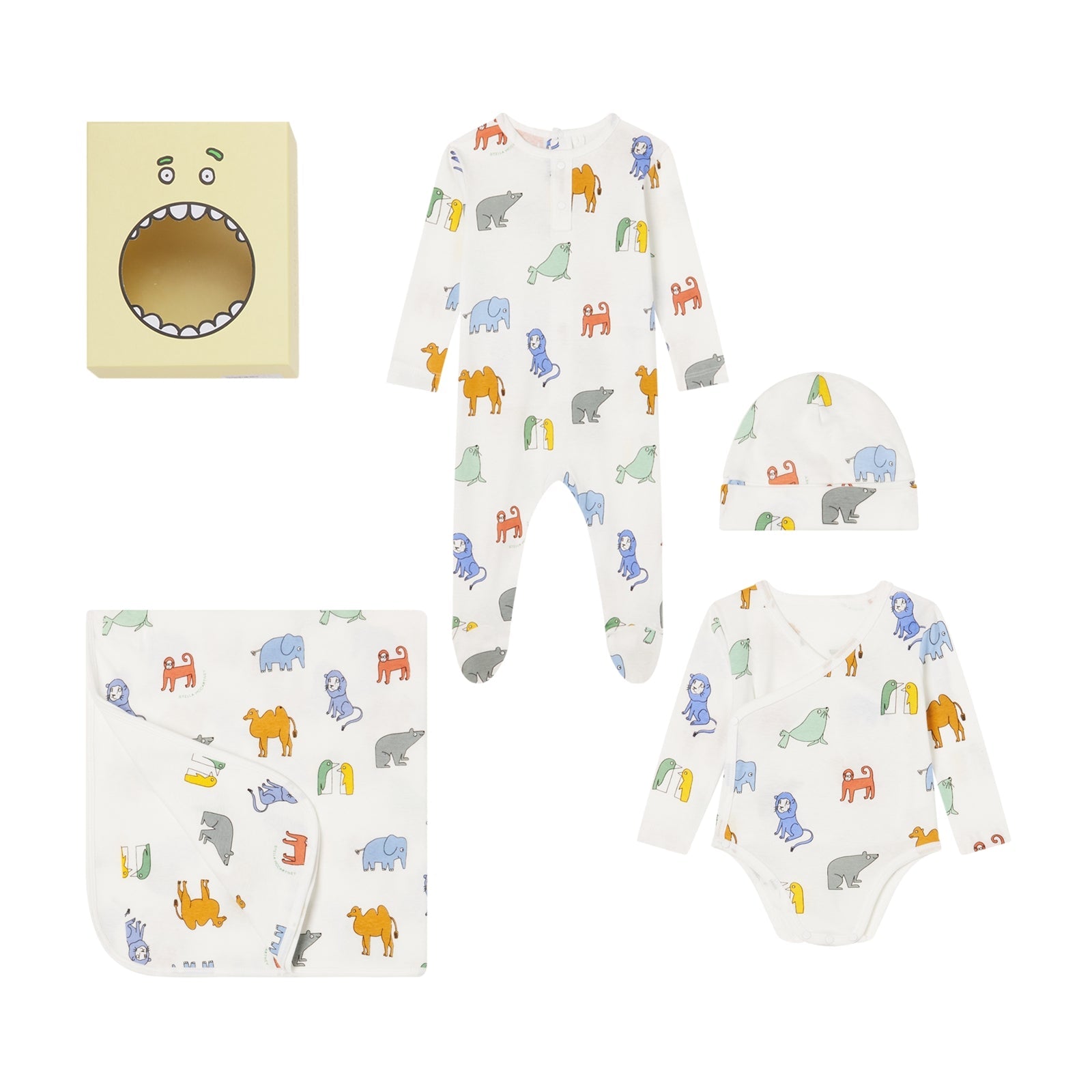 Baby Boys & Girls White Printed Cotton Set