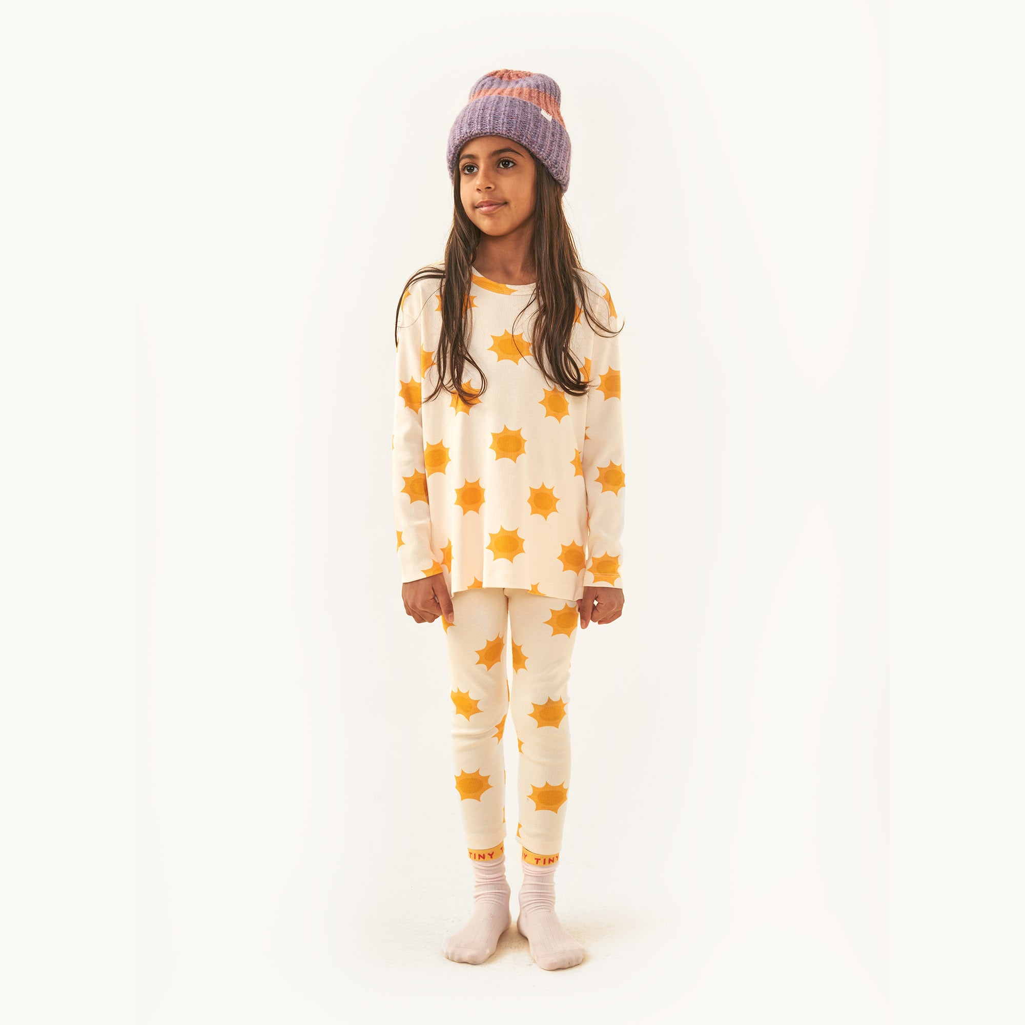 Boys & Girls White Sun Printed Cotton Trousers