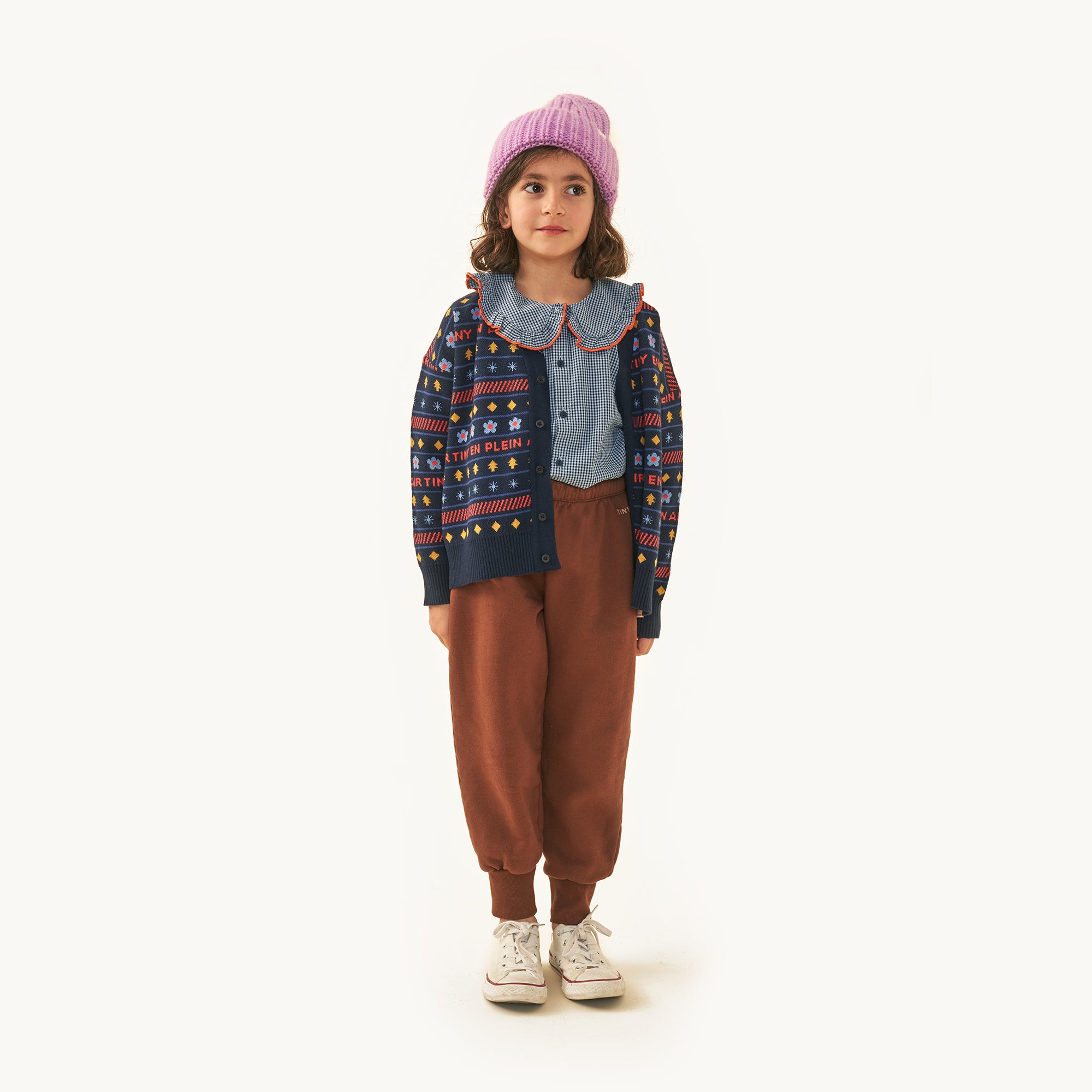 Boys & Girls Brown Logo Cotton Trousers