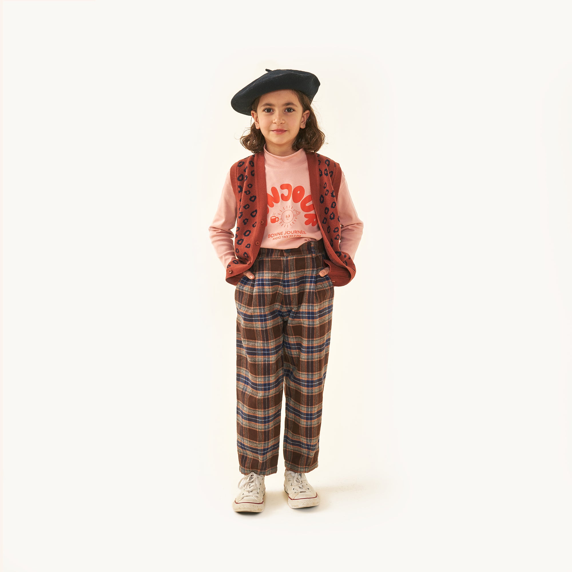 Boys & Girls Mustard Check Cotton Trousers