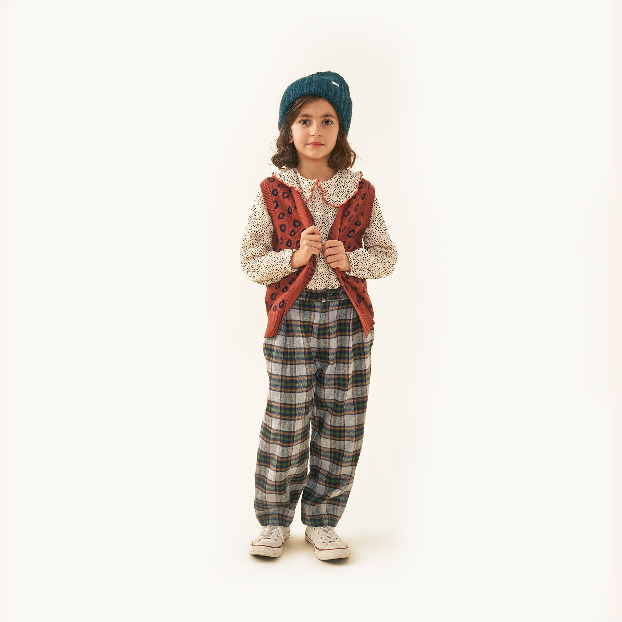 Boys & Girls Grey Check Cotton Trousers