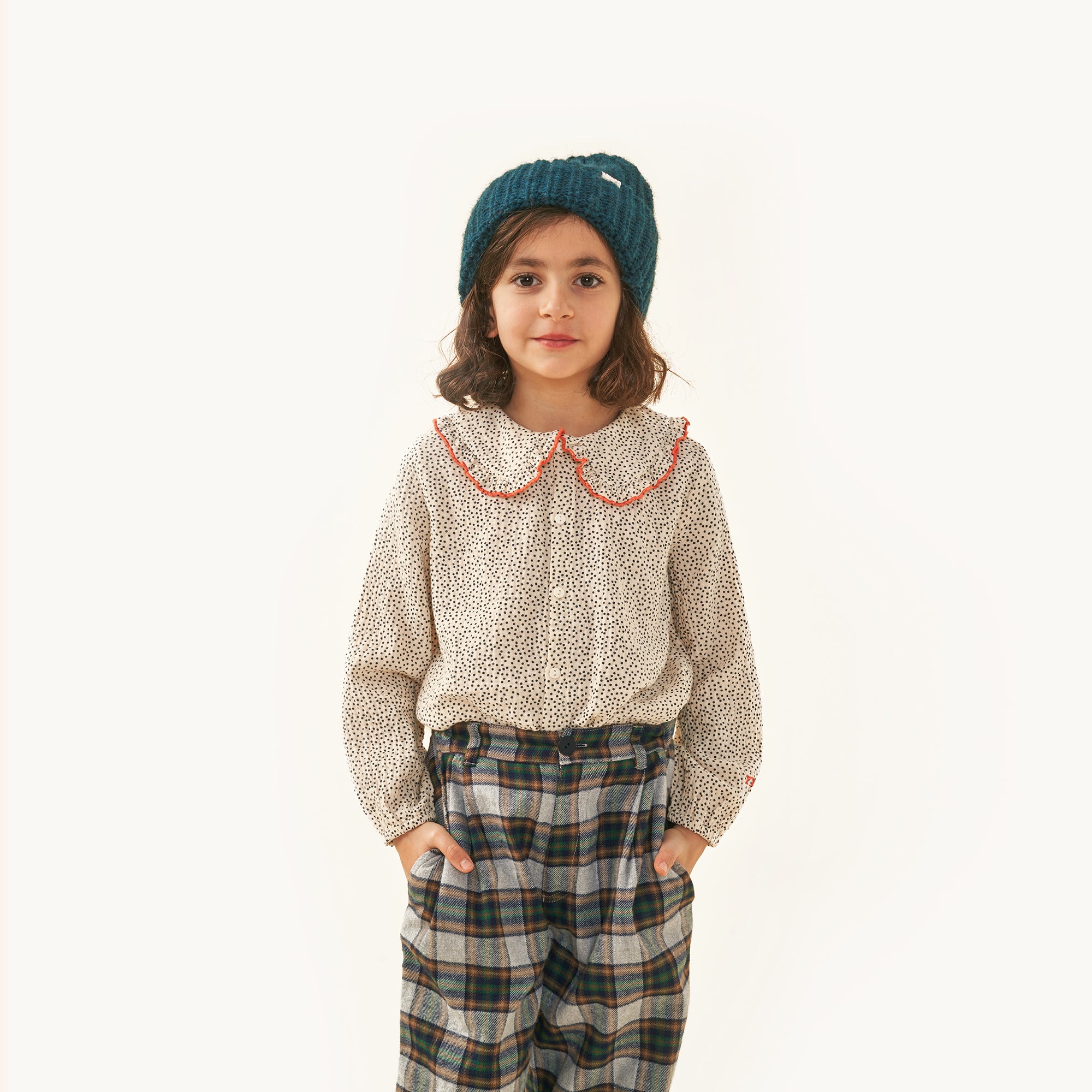 Boys & Girls Grey Check Cotton Trousers