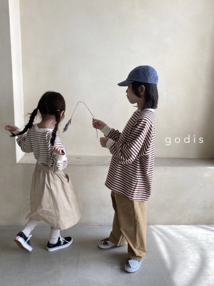 Boys & Girls Brown Stripes Cotton T-Shirt