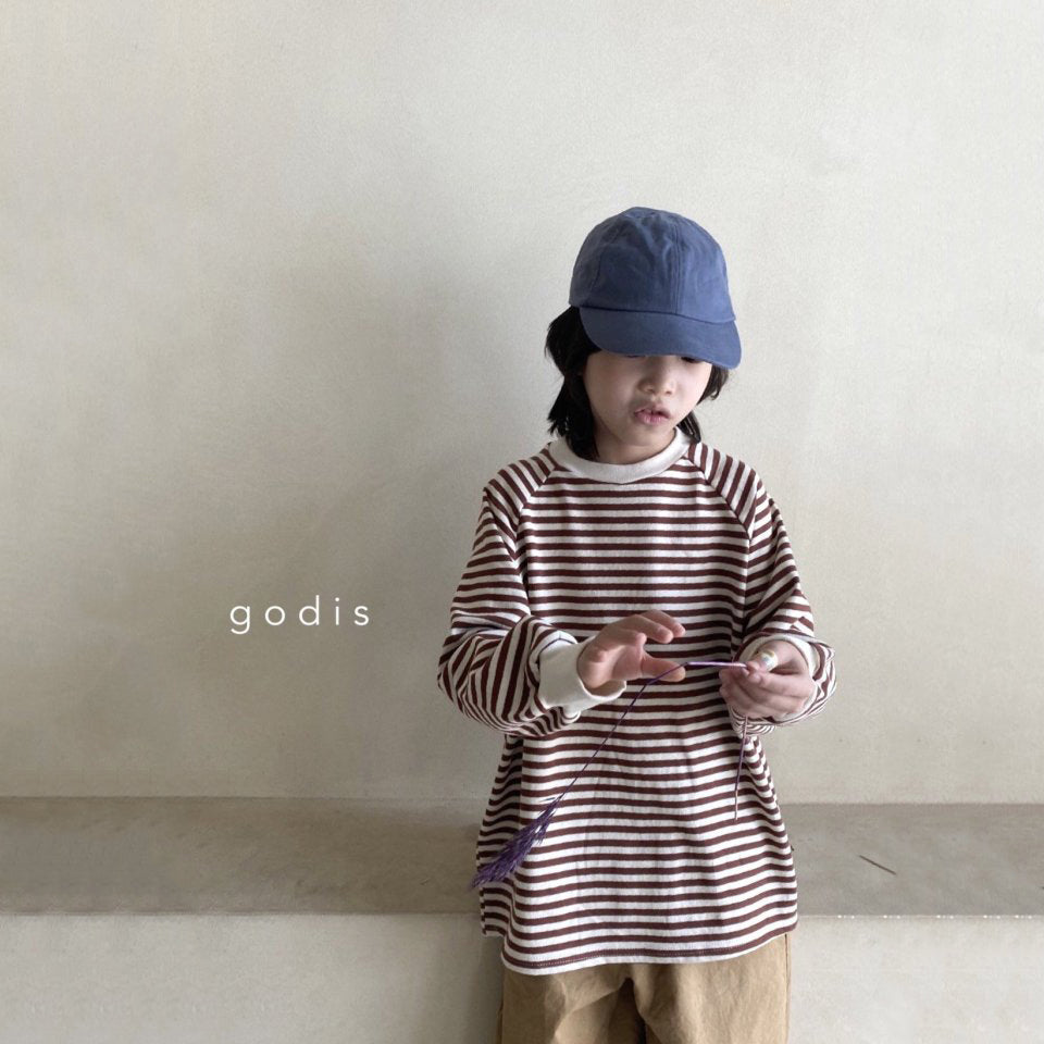 Boys & Girls Brown Stripes Cotton T-Shirt