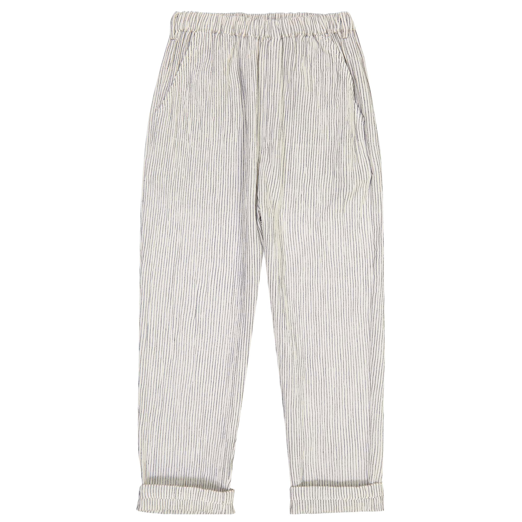 Girls Striped  Crepe Cotton Trousers