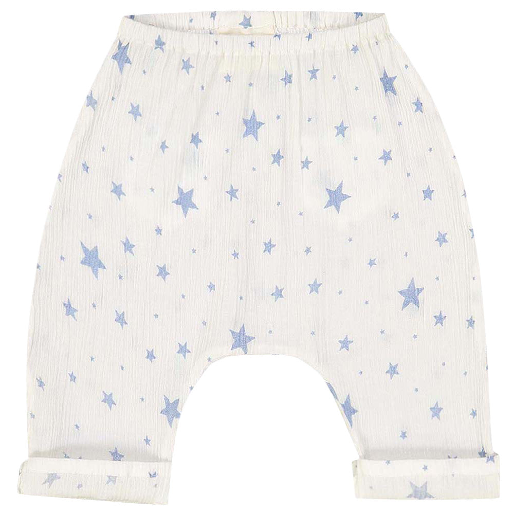Baby Boys White Star Printed Cotton Trousers