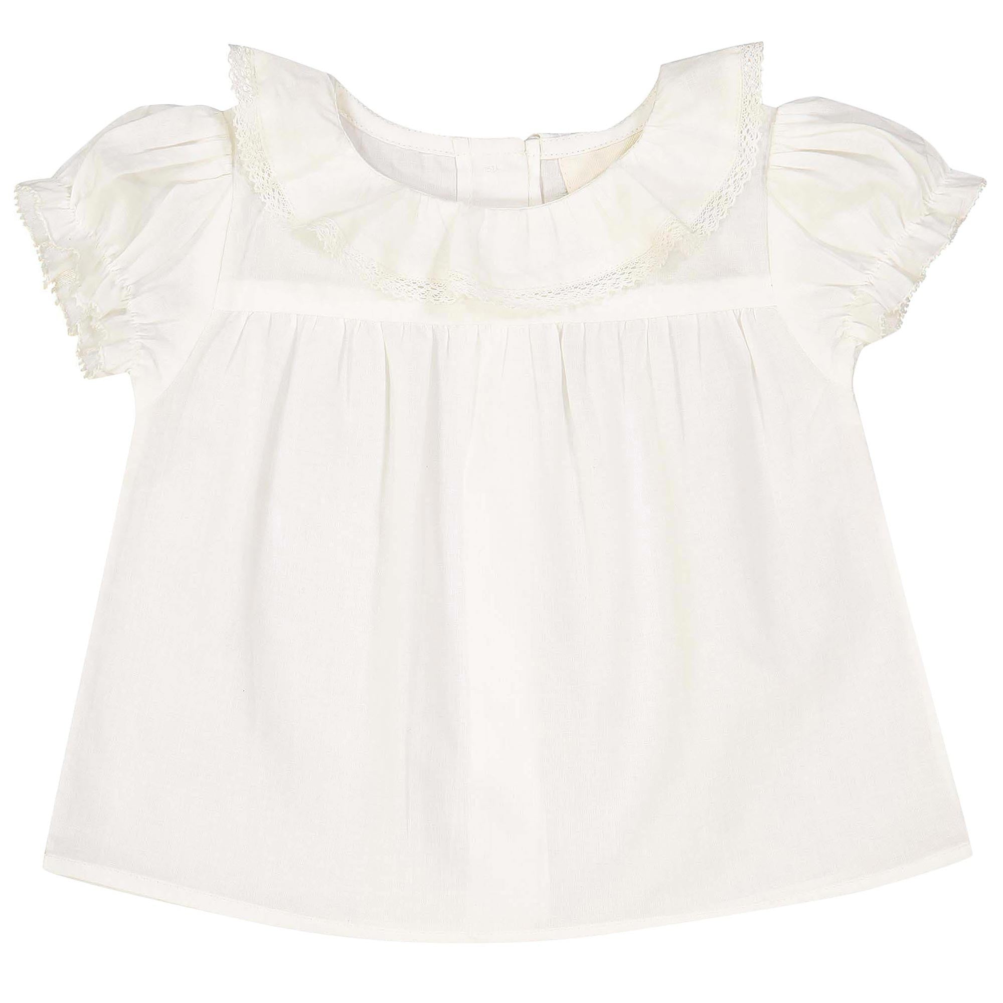 Baby Girls White Cambric Cotton Blouse