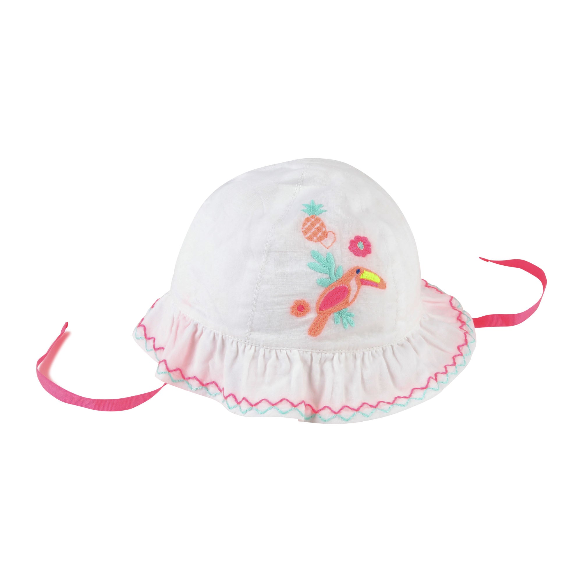 Baby Girls White Embroidery Cotton Hat