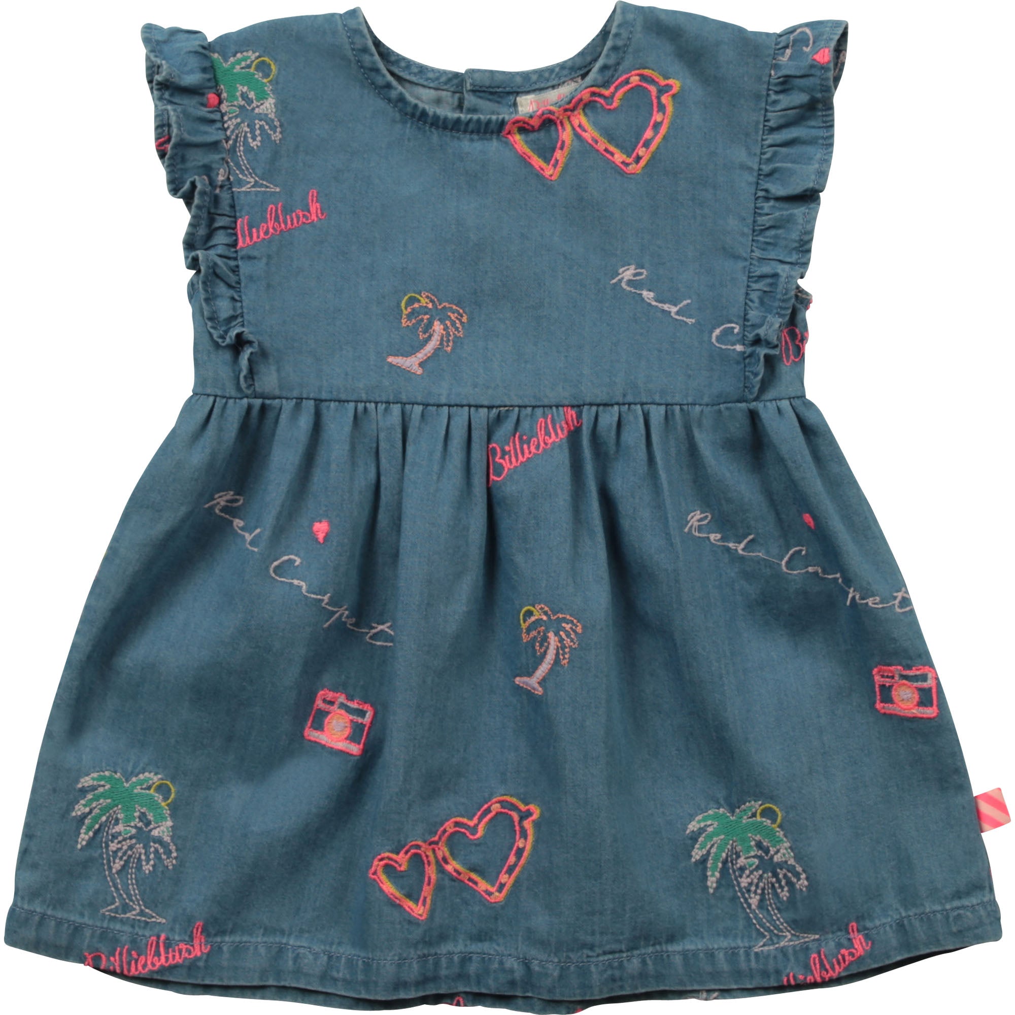 Baby Girls Blue Embroidered Denim Dress