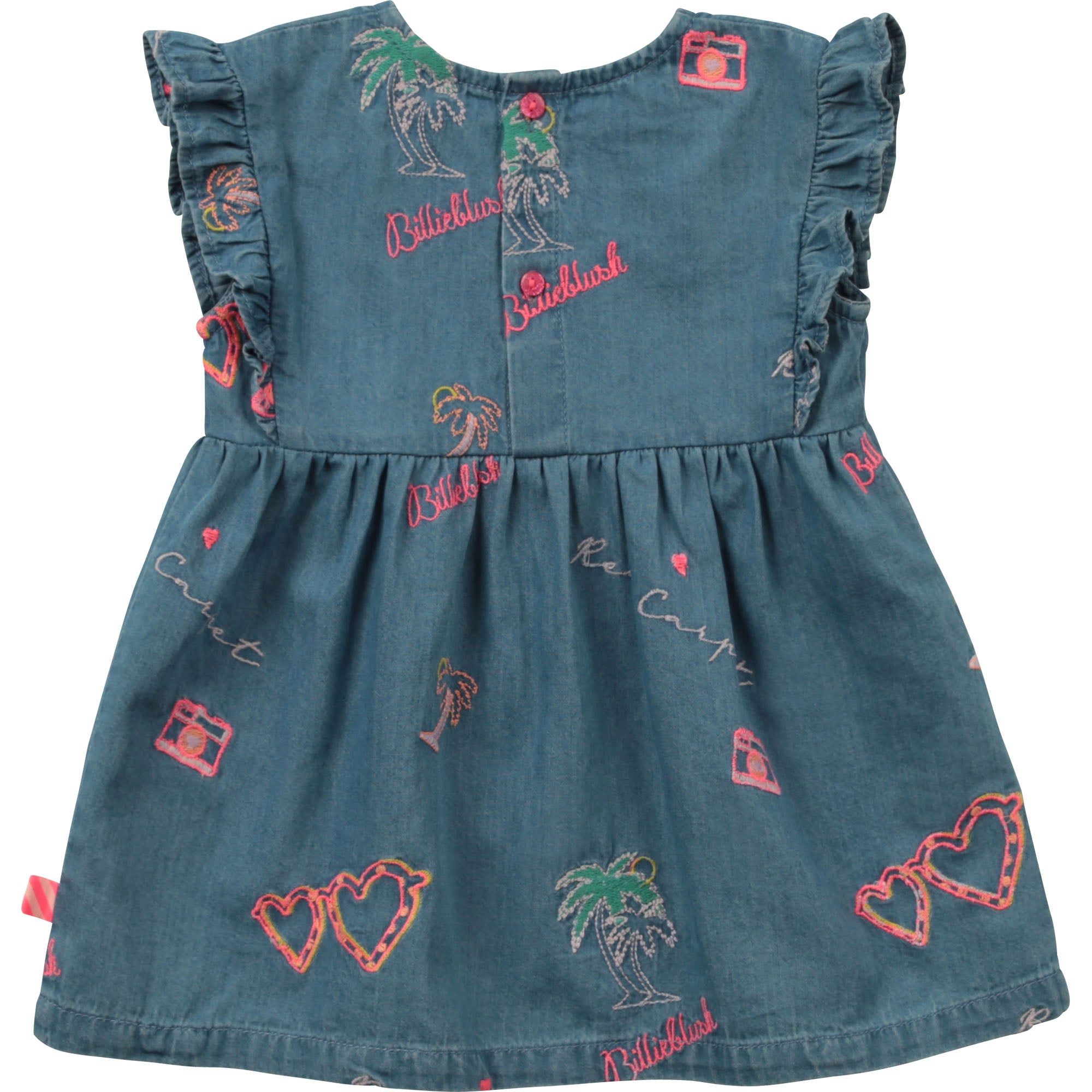 Baby Girls Blue Embroidered Denim Dress