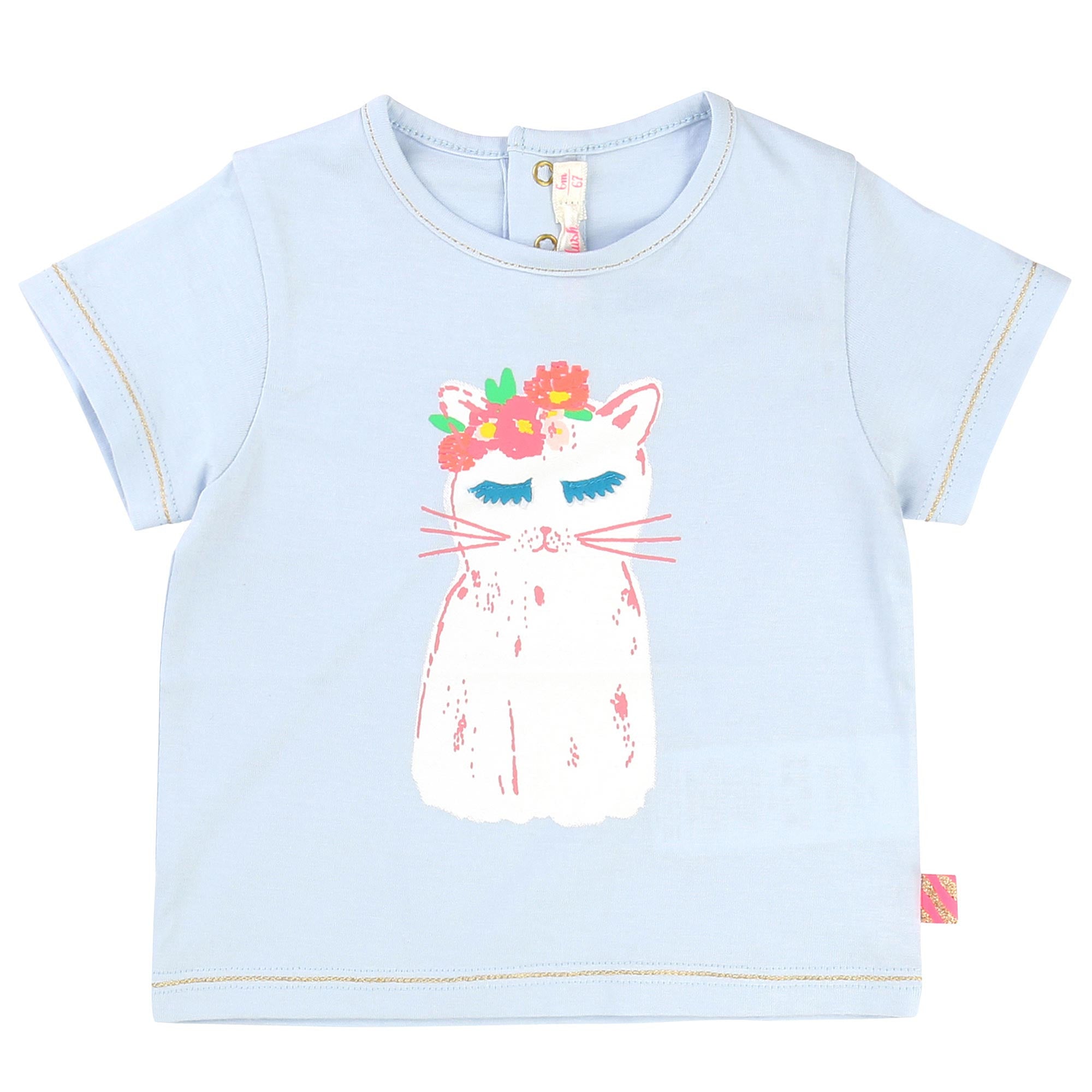 Baby Girls Sky Blue Cat T-Shirt