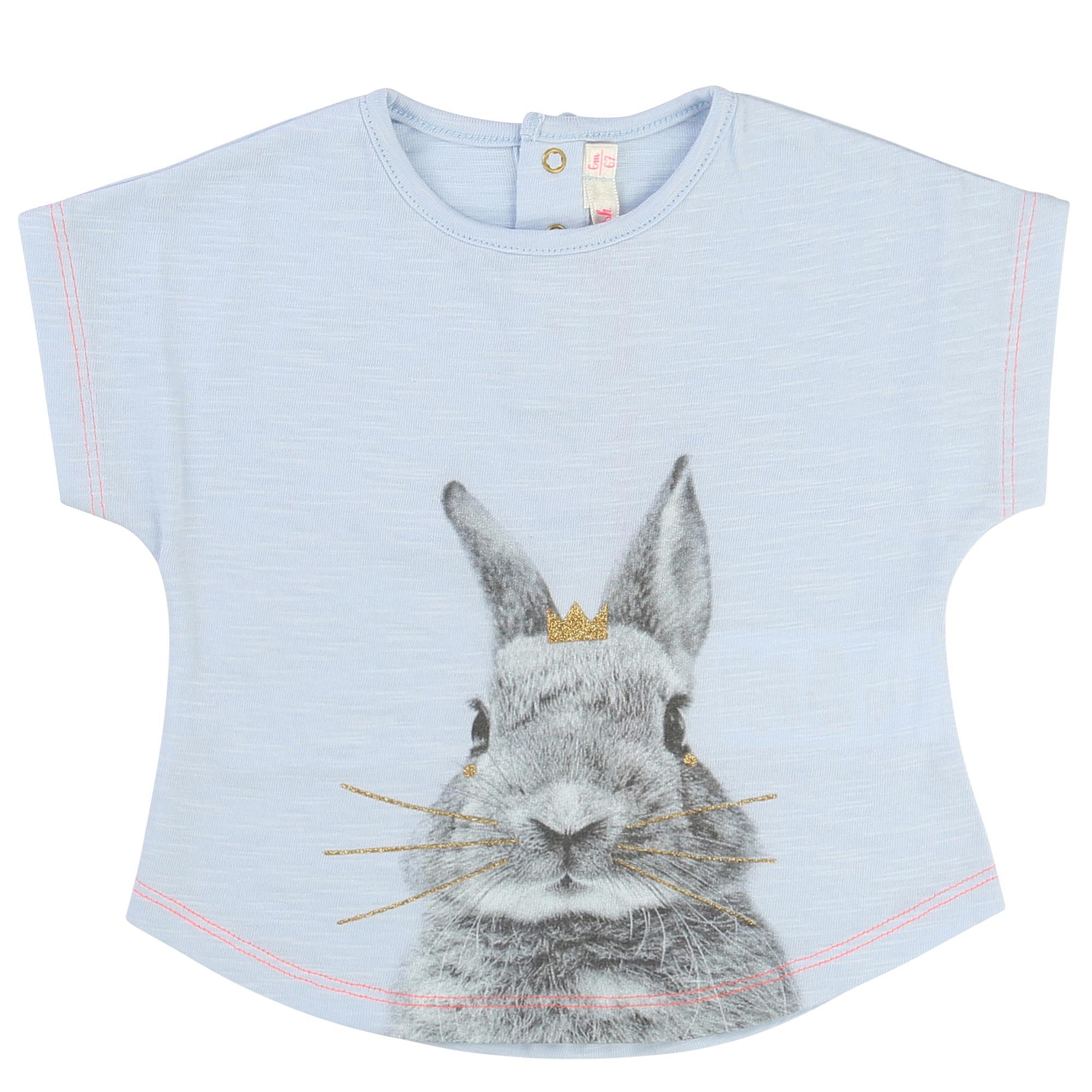 Baby Girls Blue Rabbit Printed T-Shirt