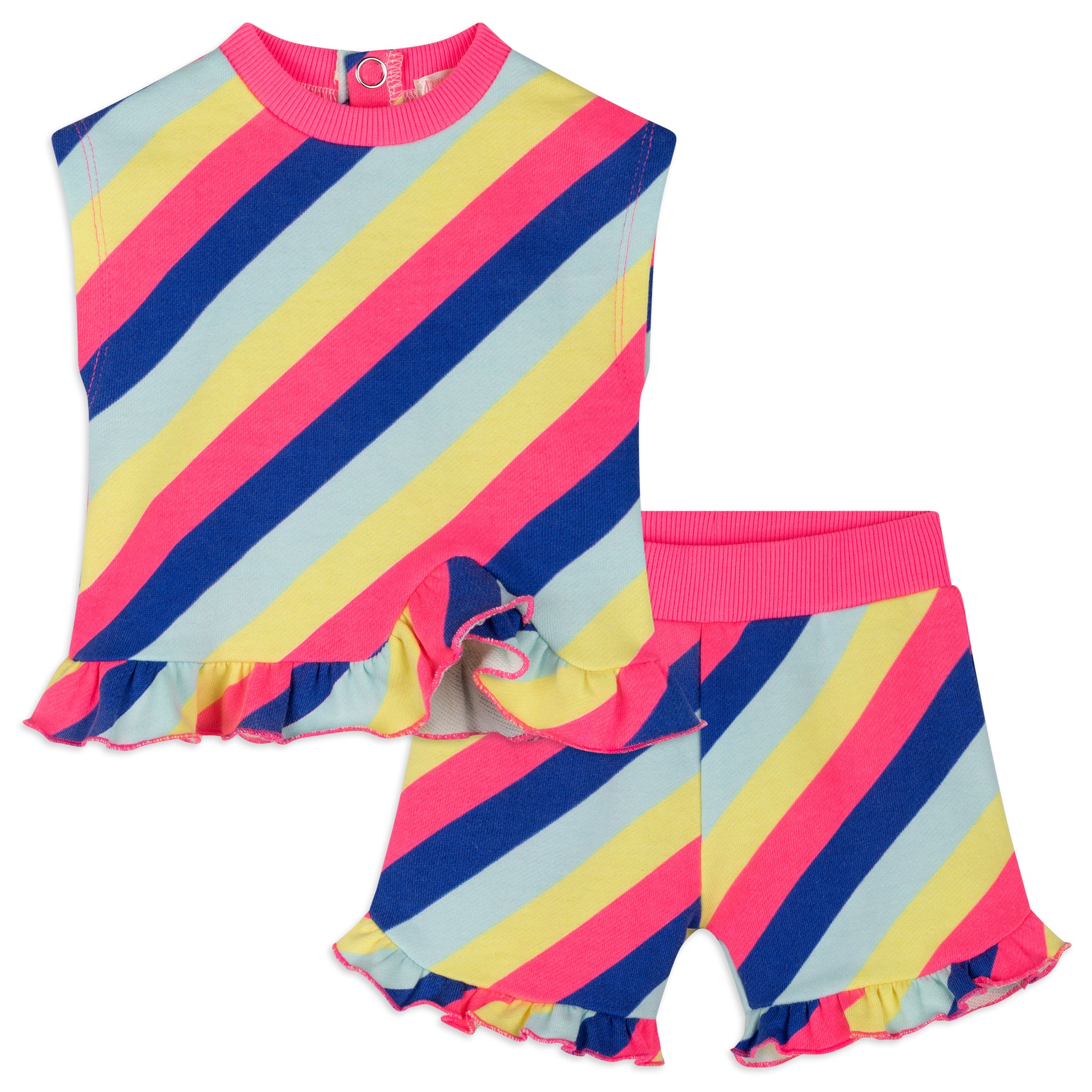 Baby Girls Multicolor Stripe Cotton Set