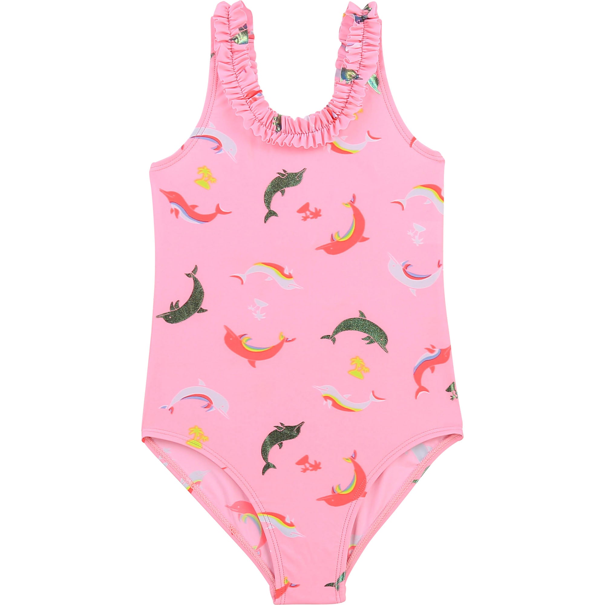 Girls Pink Printing Swimsuit