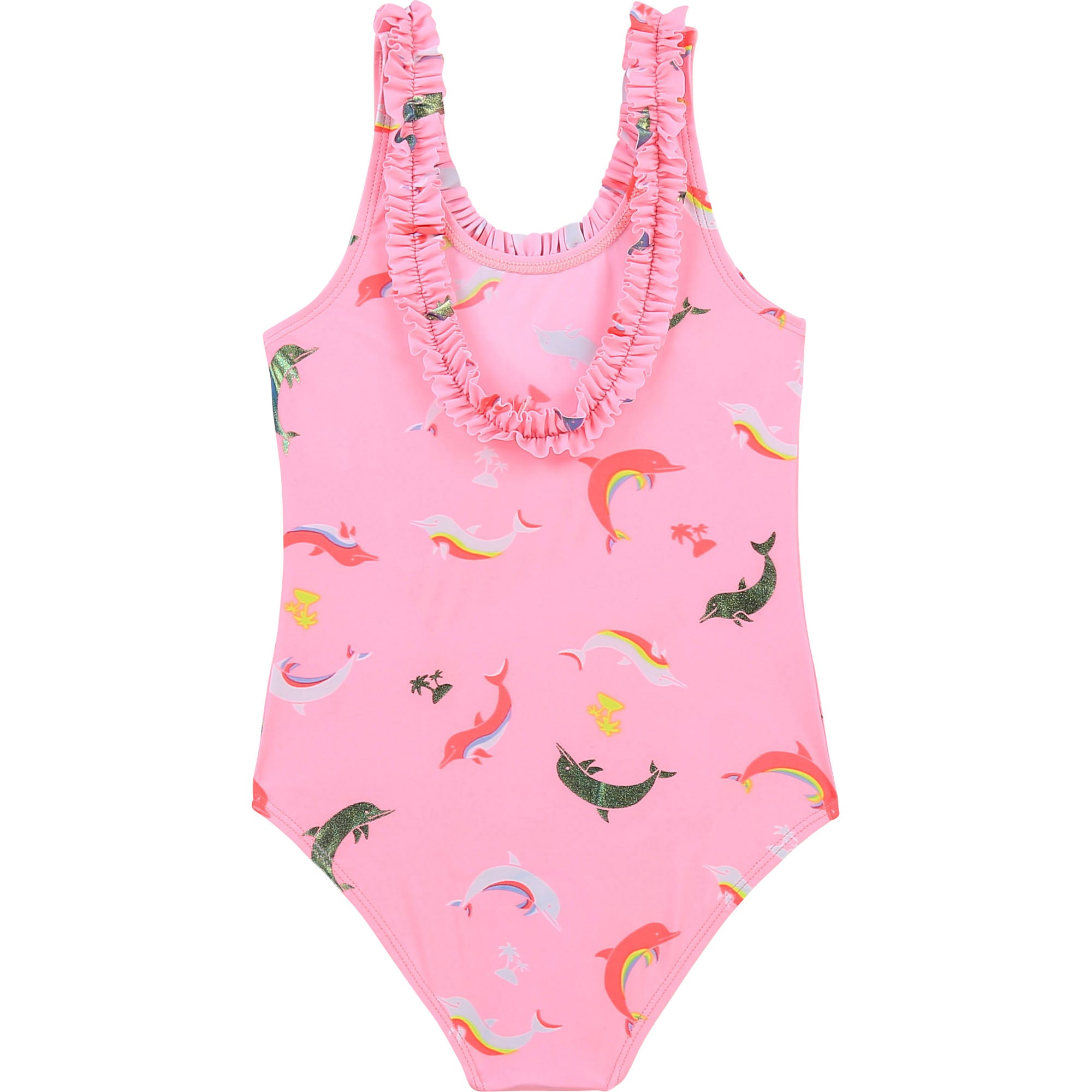 Girls Pink Printing Swimsuit