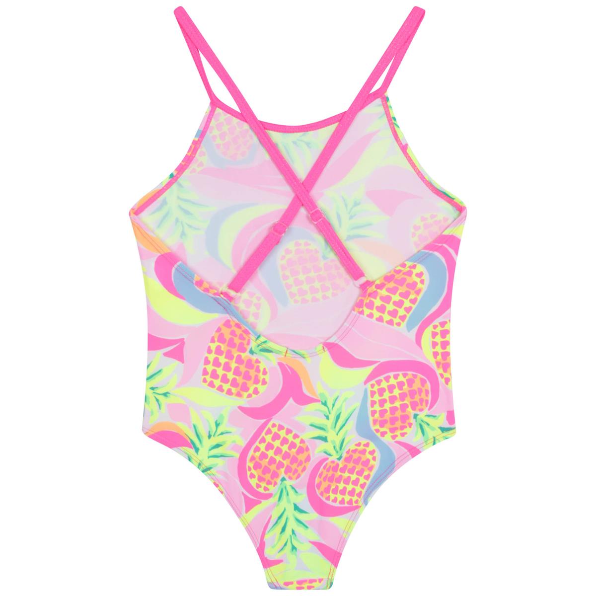 Girls Pink Printed Swimsuit