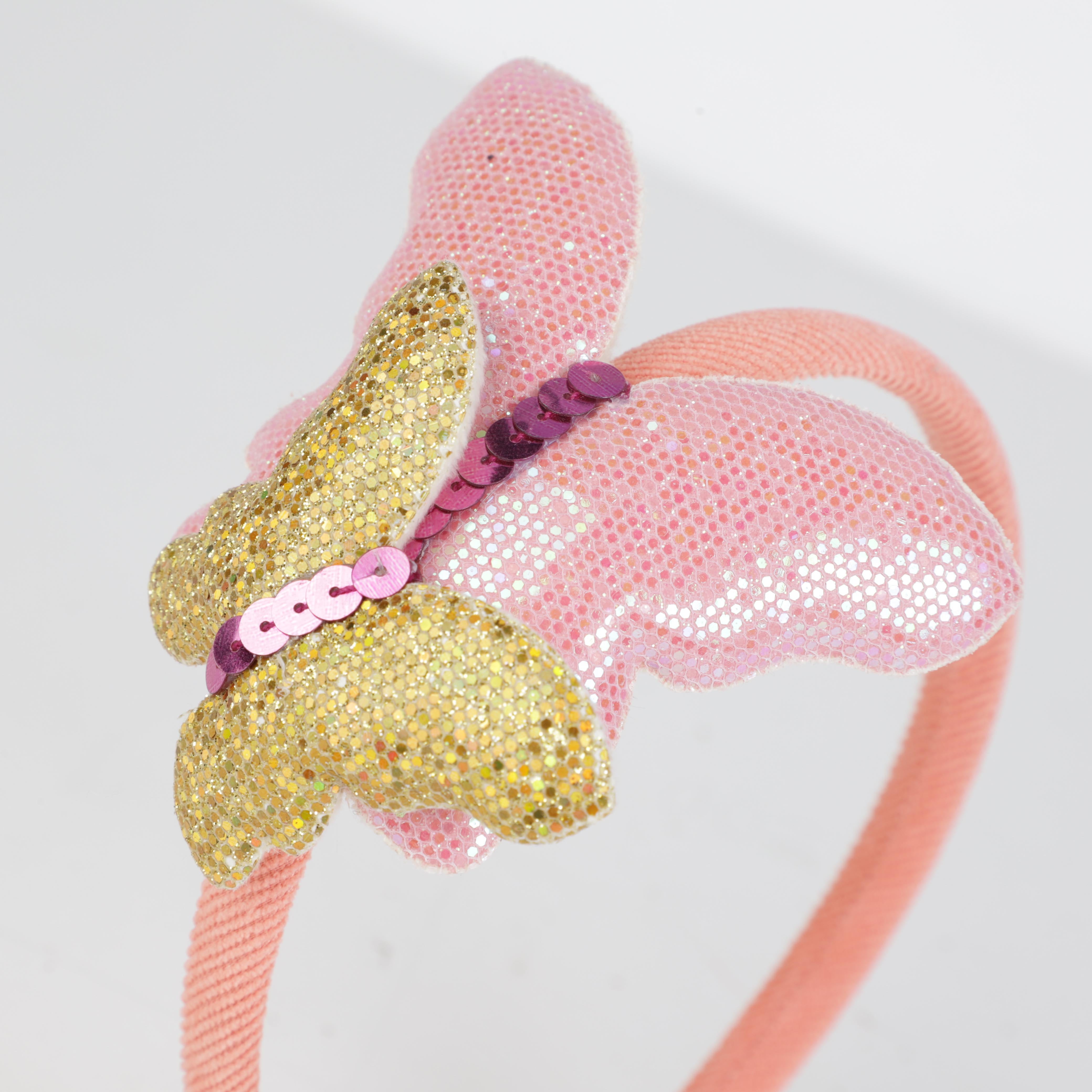 Girls Pink Butterfly Headband