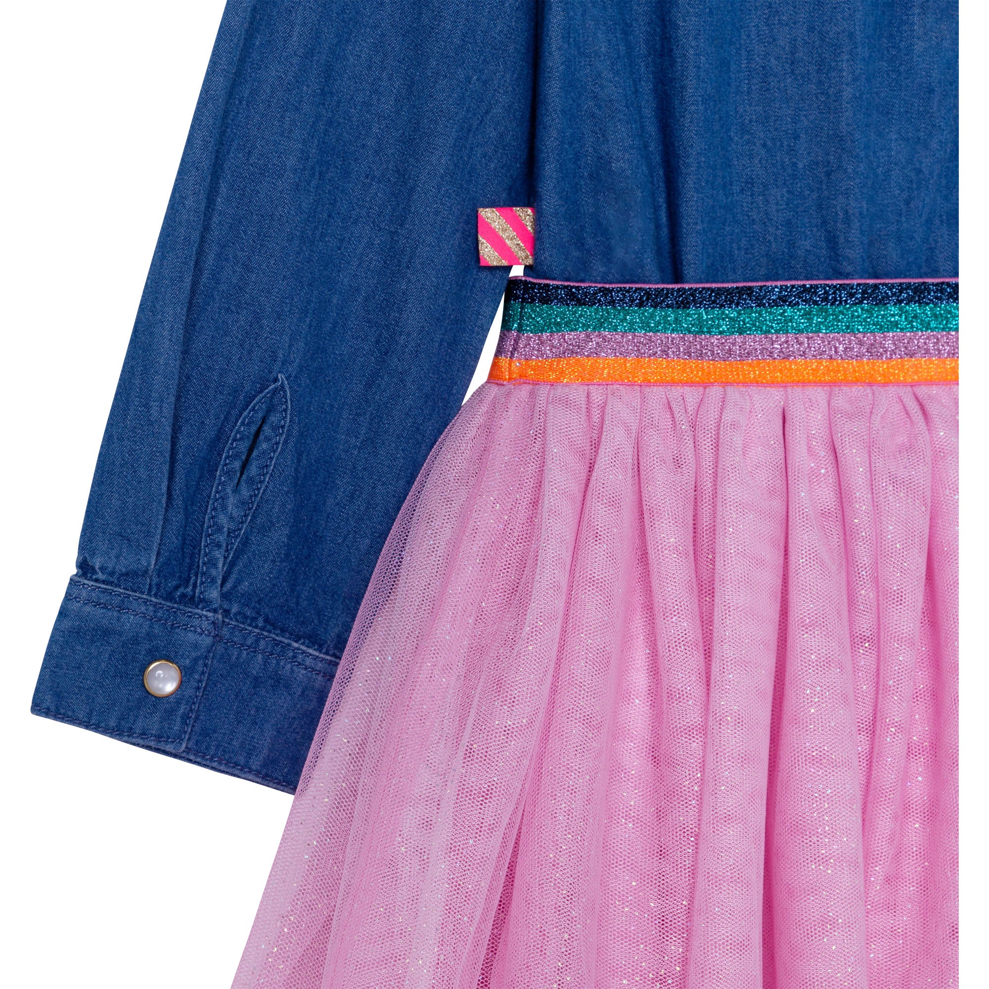 Girls Denim Blue Tulle Dress