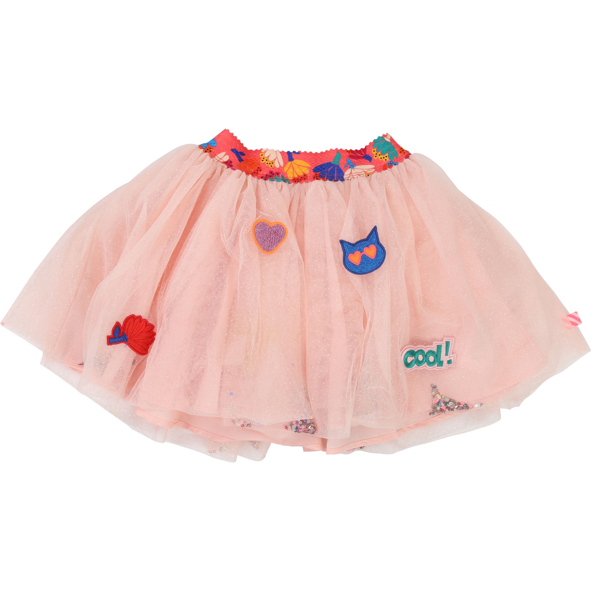 Girls Pink Embroidered Skirt