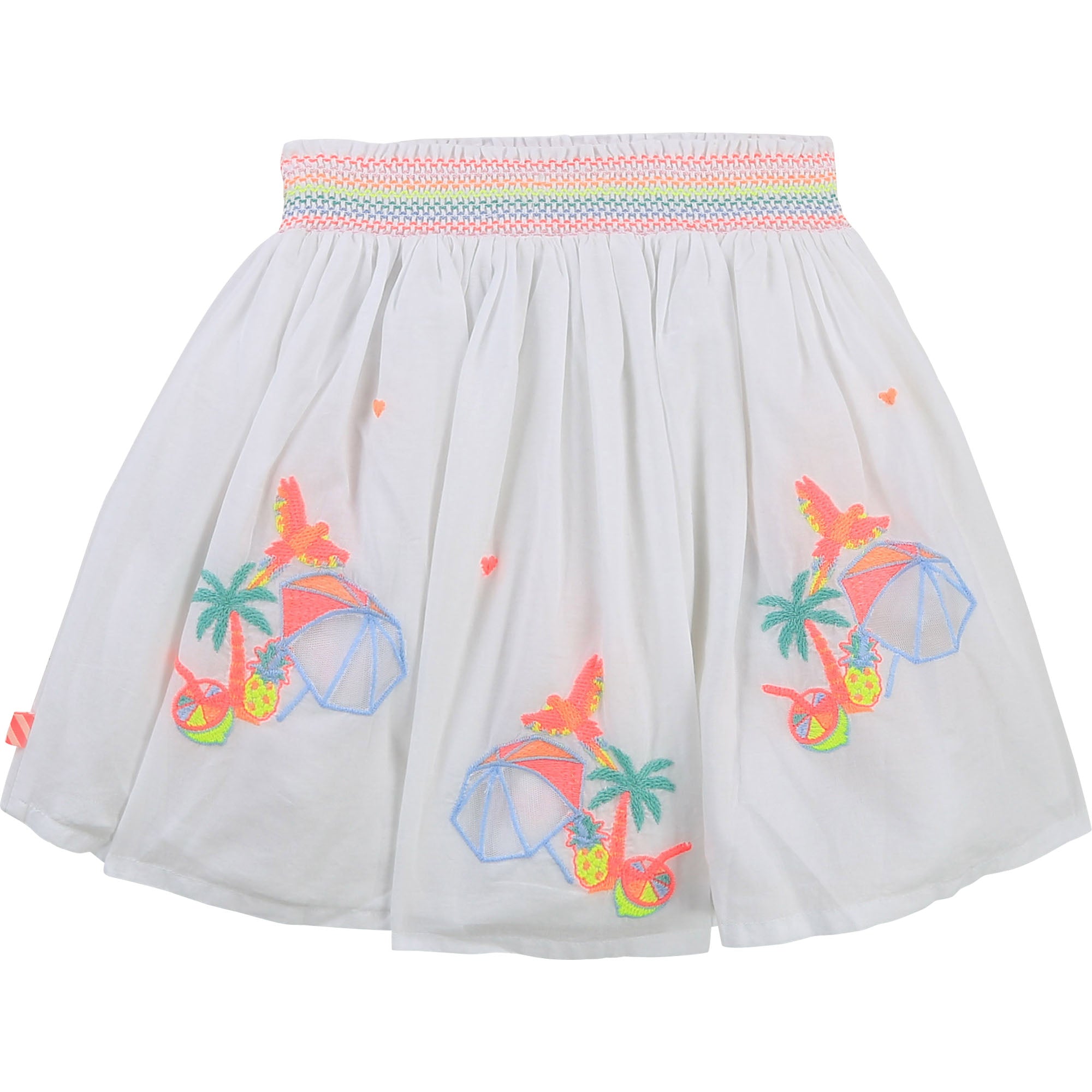 Girls White Embroidered Cotton Skirt