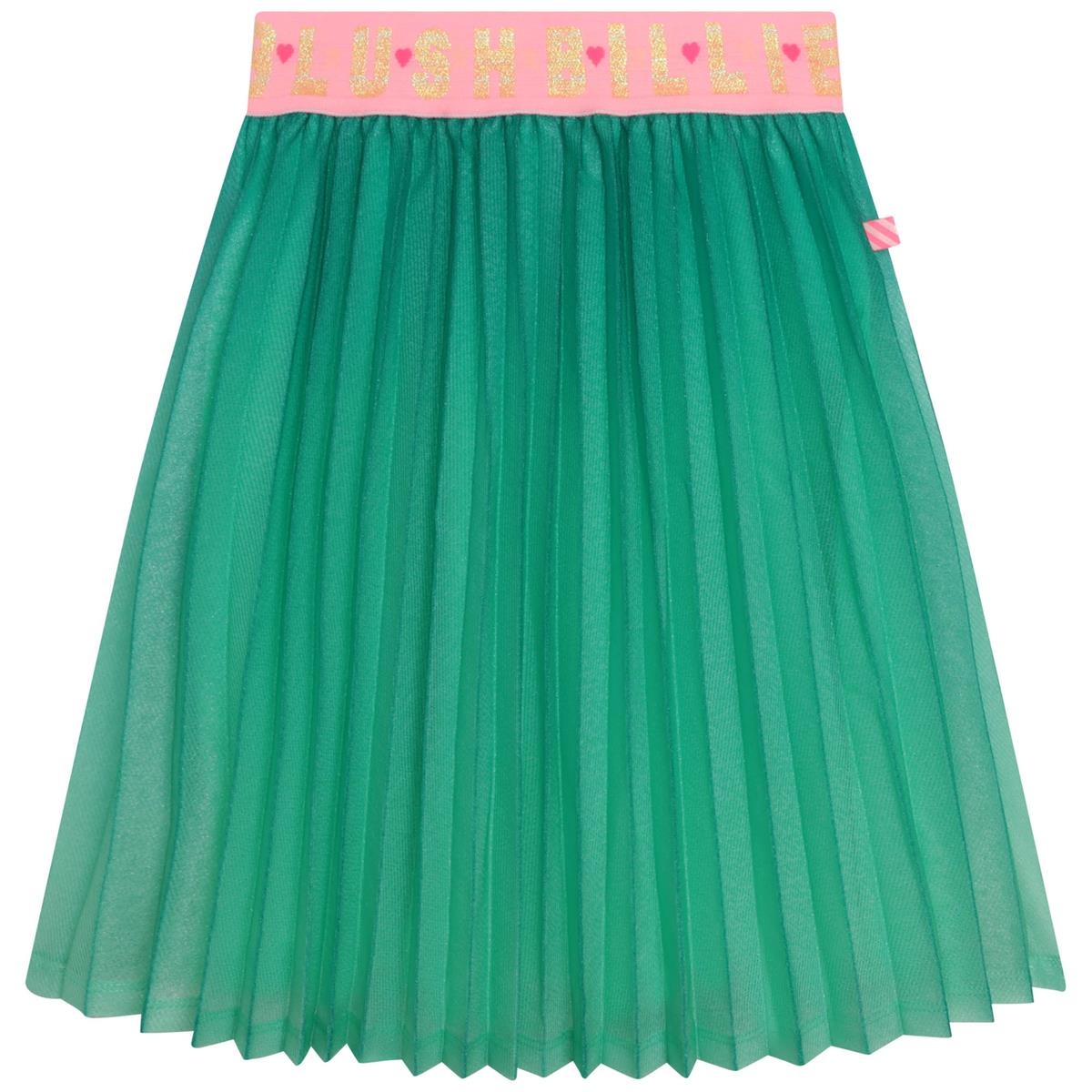 Girls Green Pleated Skirt