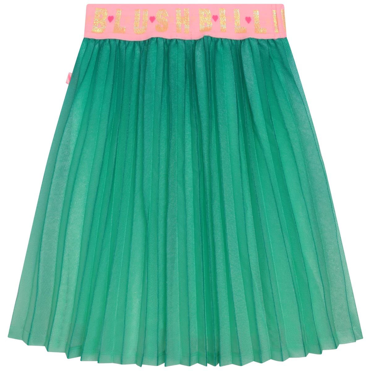 Girls Green Pleated Skirt