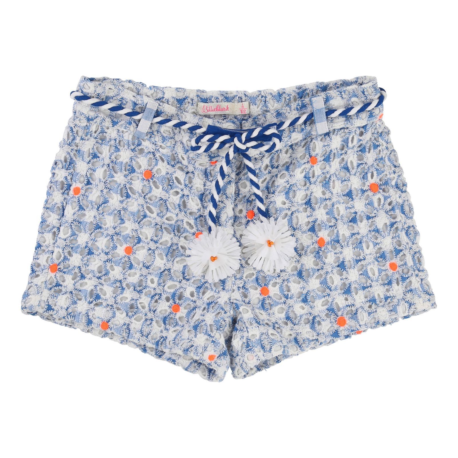 Girls Blue Hollow Short With Waist String - CÉMAROSE | Children's Fashion Store