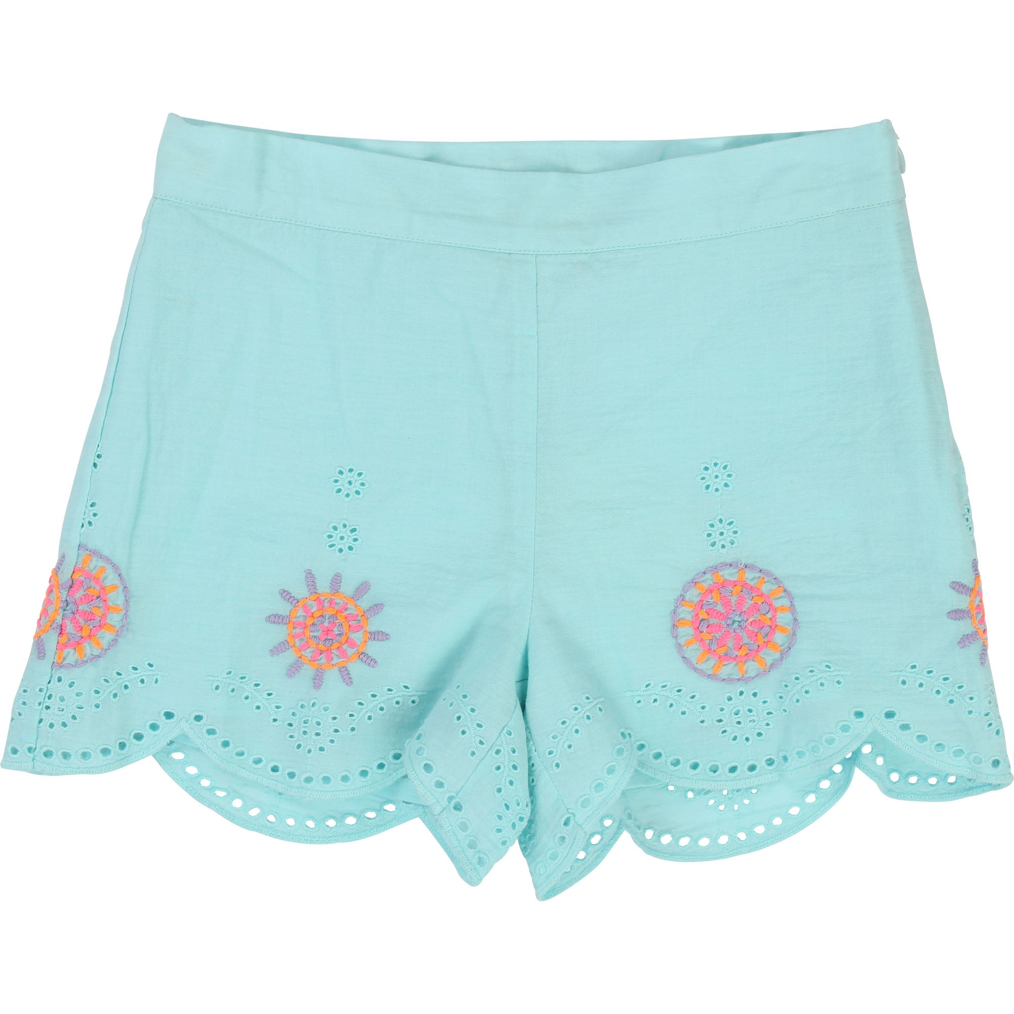 Girls Cyan Cotton Shorts