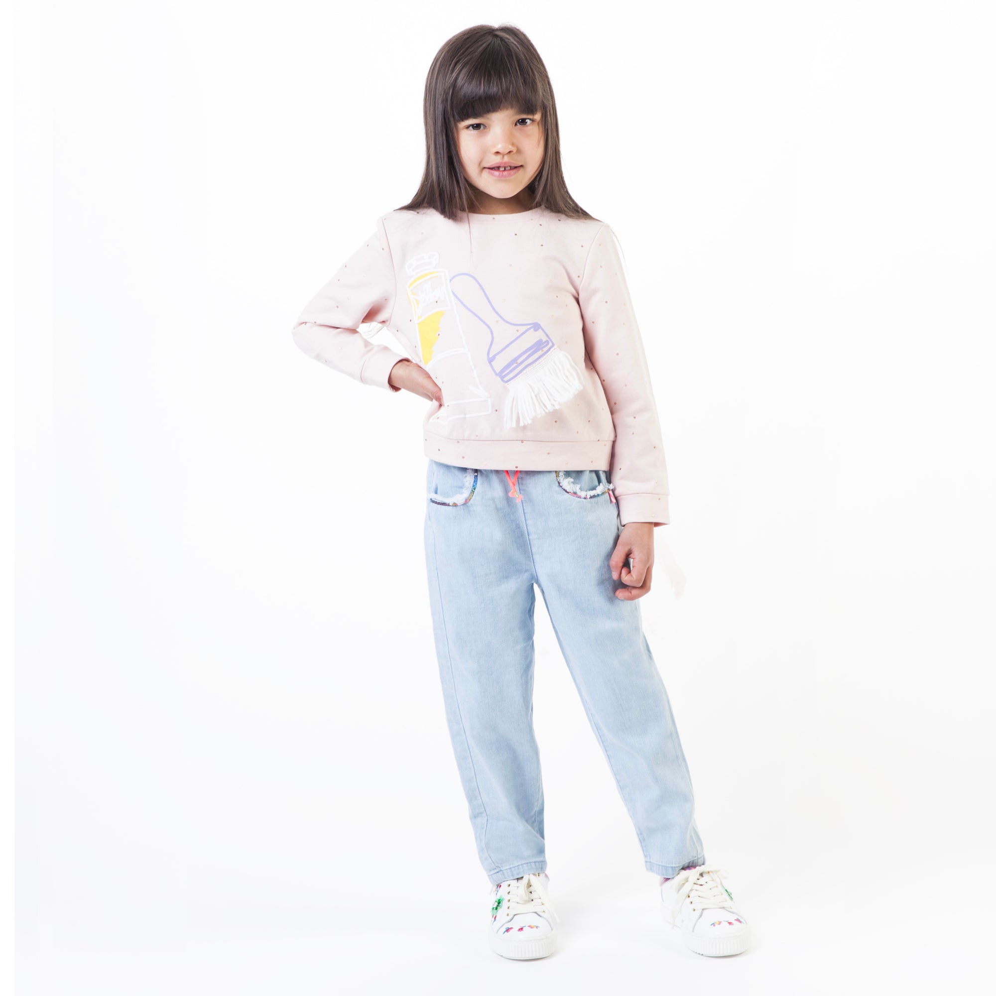 Girls Light Blue Denim Cotton Trousers