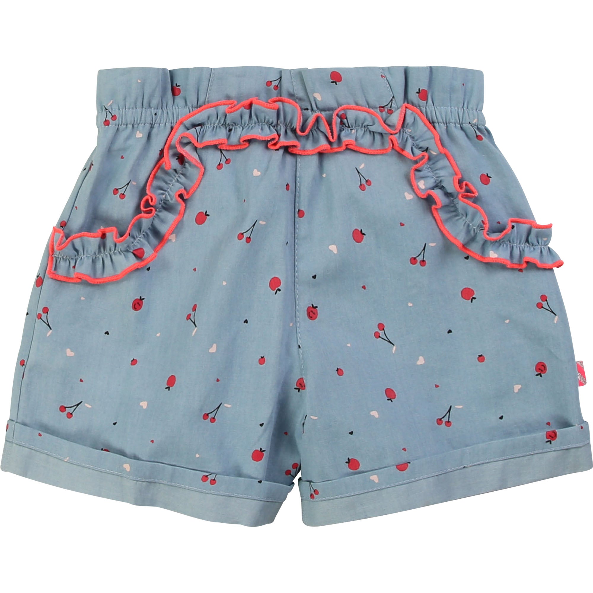 Girls Blue Frill Cotton Shorts