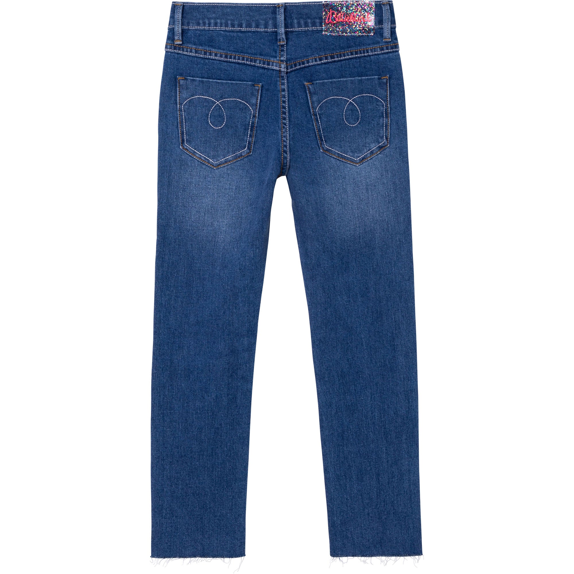 Girls Blue Embroidered Denim Trousers