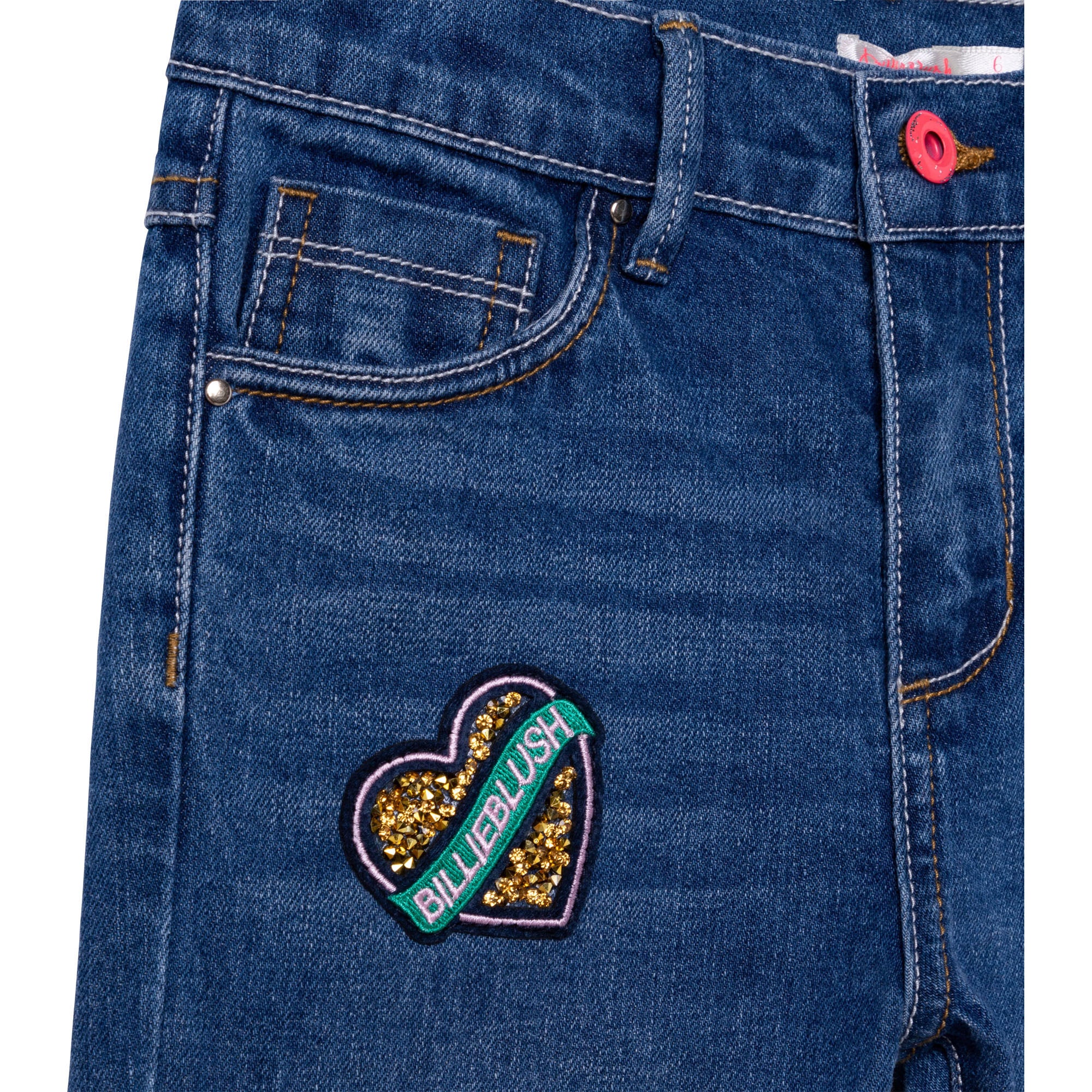 Girls Blue Embroidered Denim Trousers