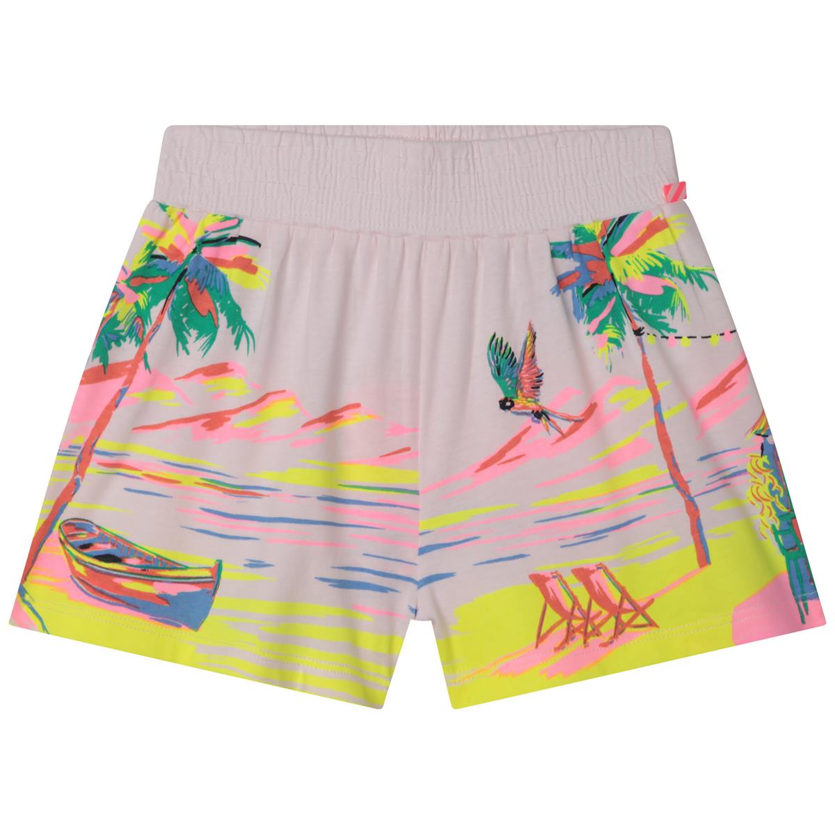 Girls Pink Printed Shorts