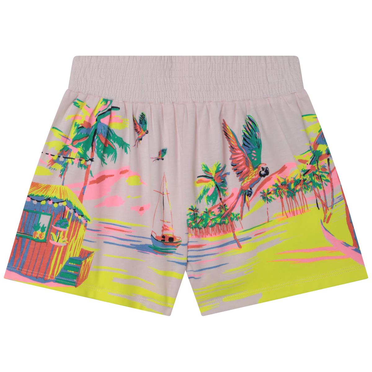 Girls Pink Printed Shorts