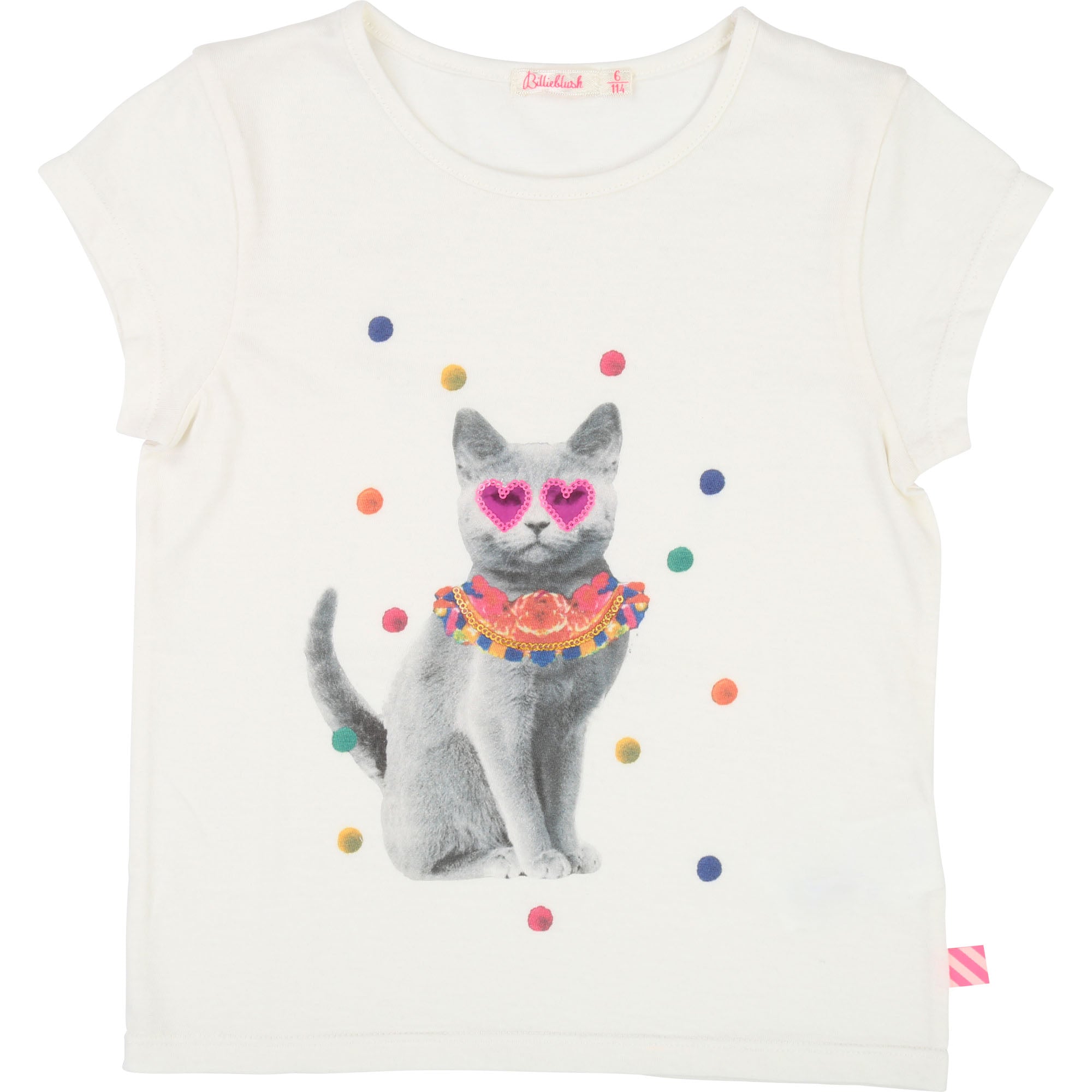 Girls Rice White Cat T-shirt