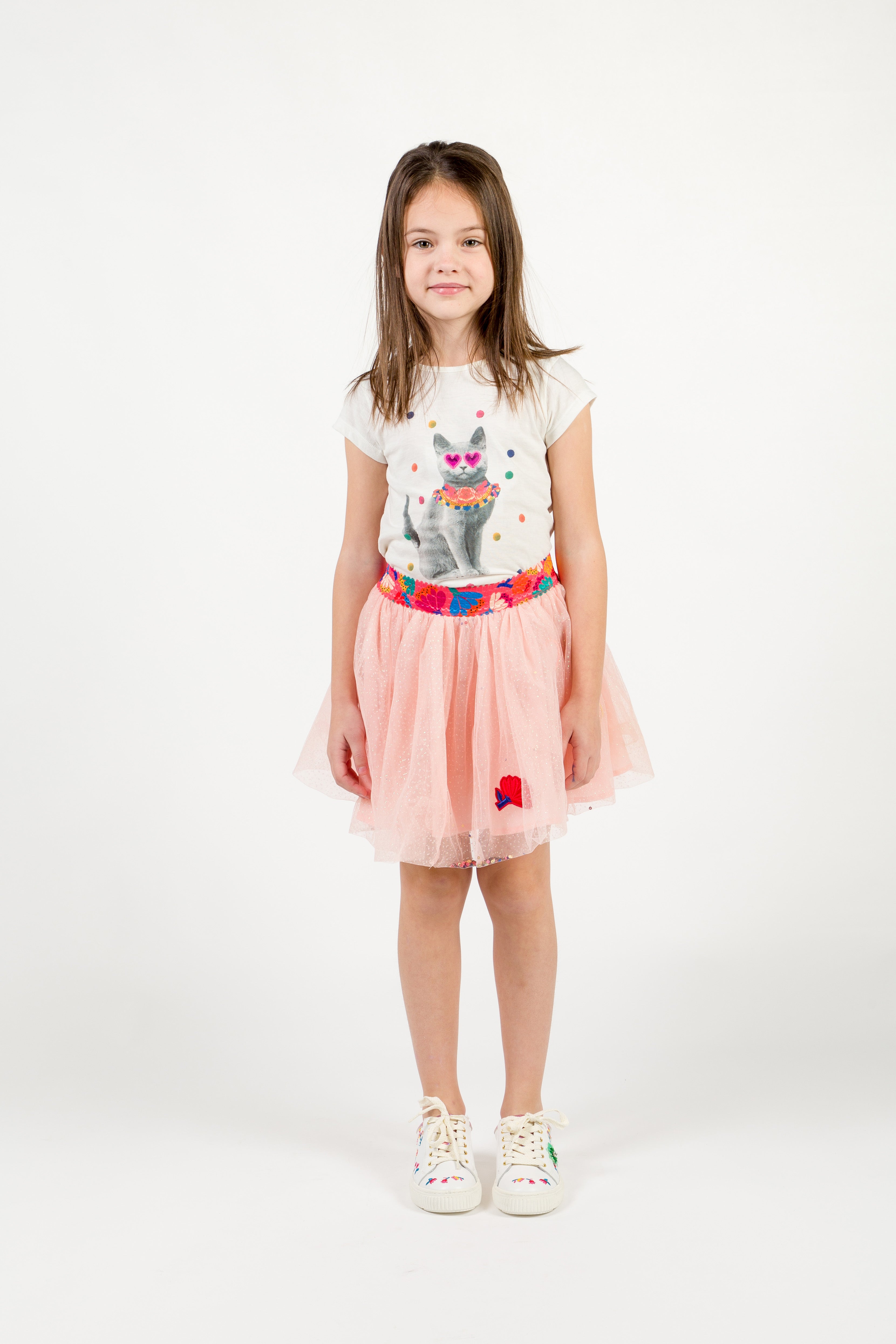 Girls Rice White Cat T-shirt