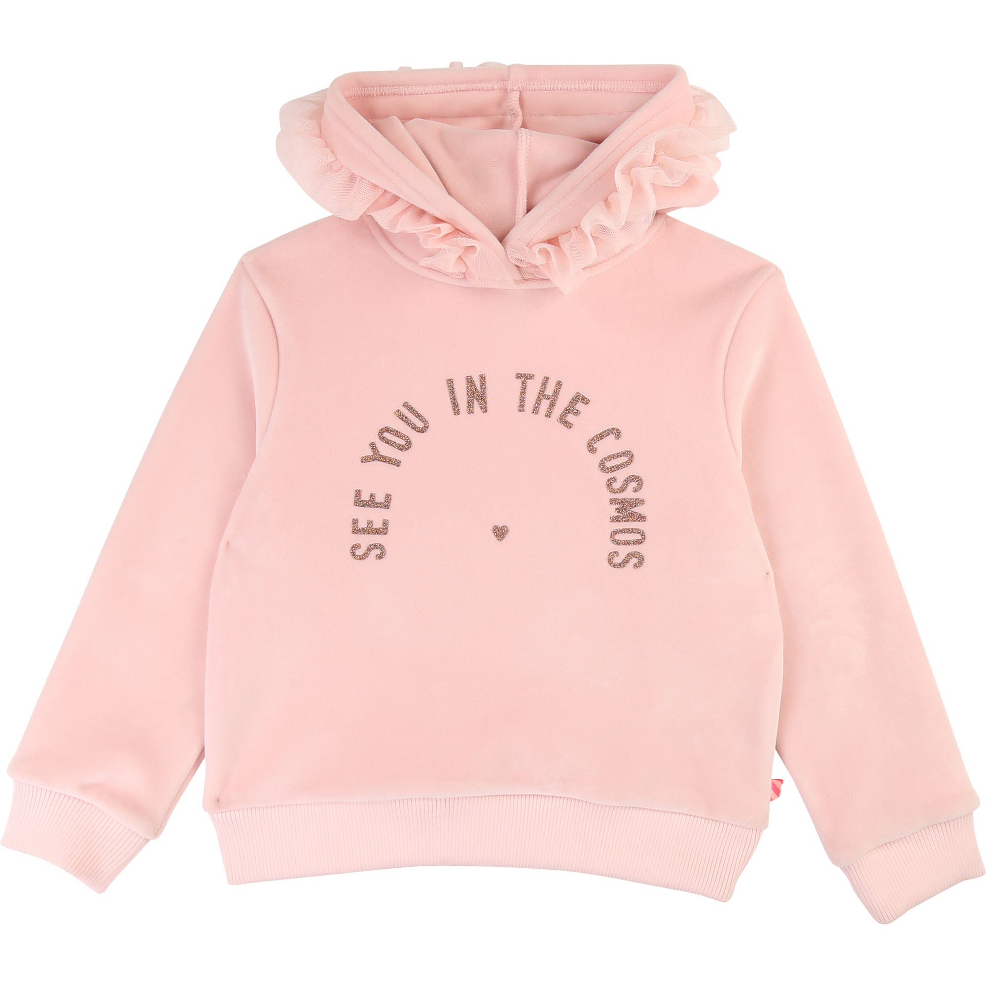 Girls Pink Lace Hooded Sweatshirt