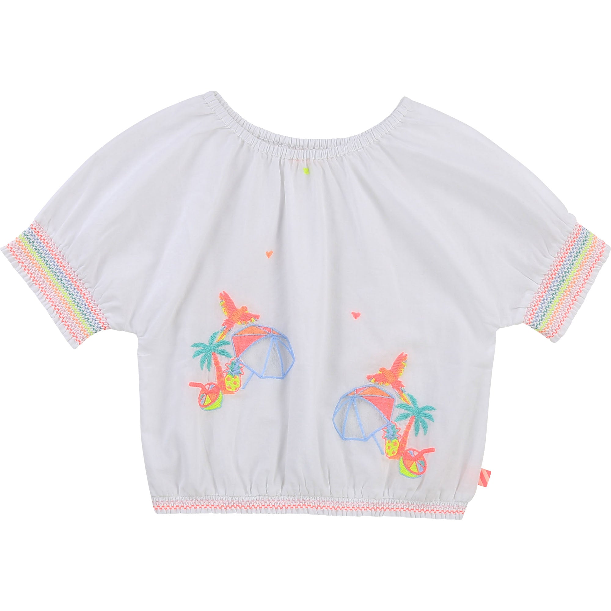 Girls White Embroidered Cotton Top