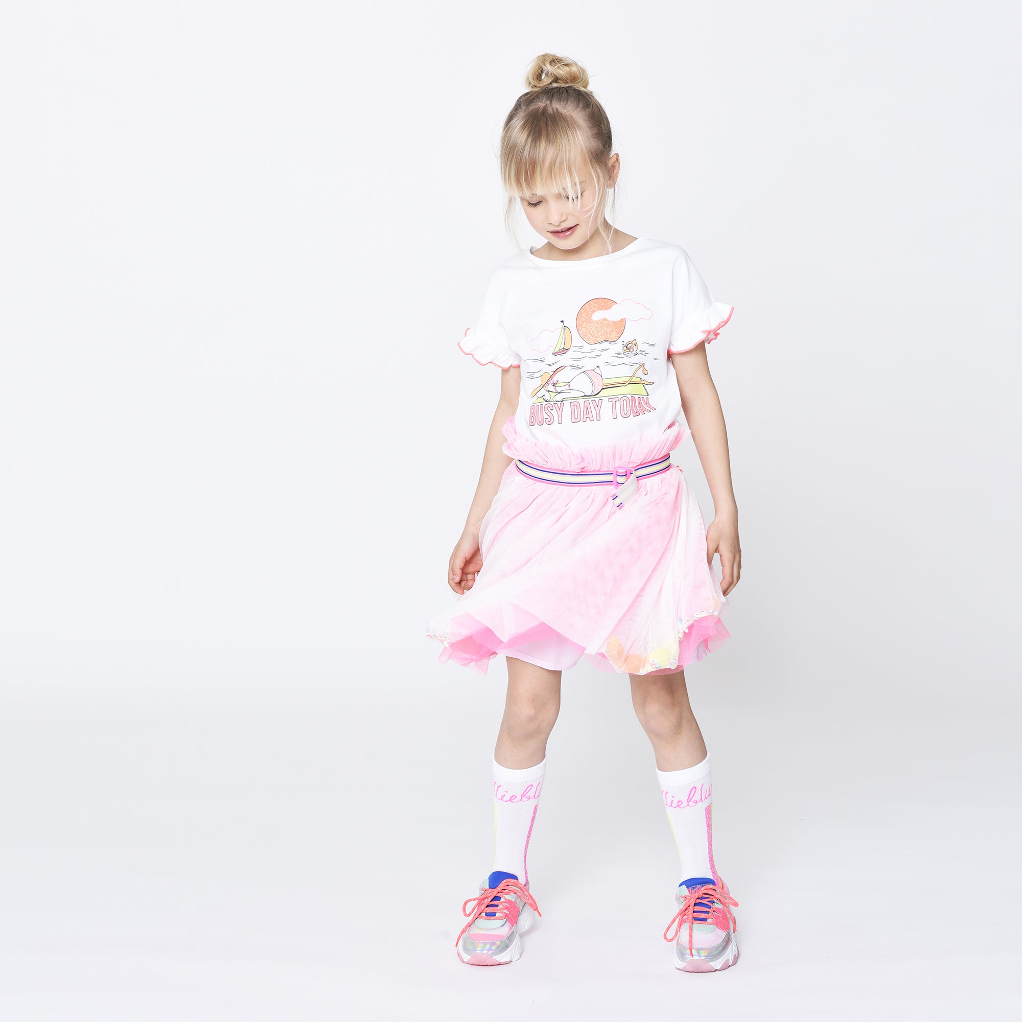 Girls White Cotton T-Shirt