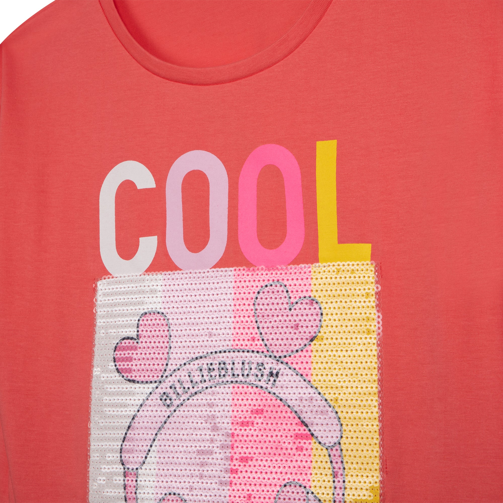 Girls Red Sequin Cotton T-Shirt