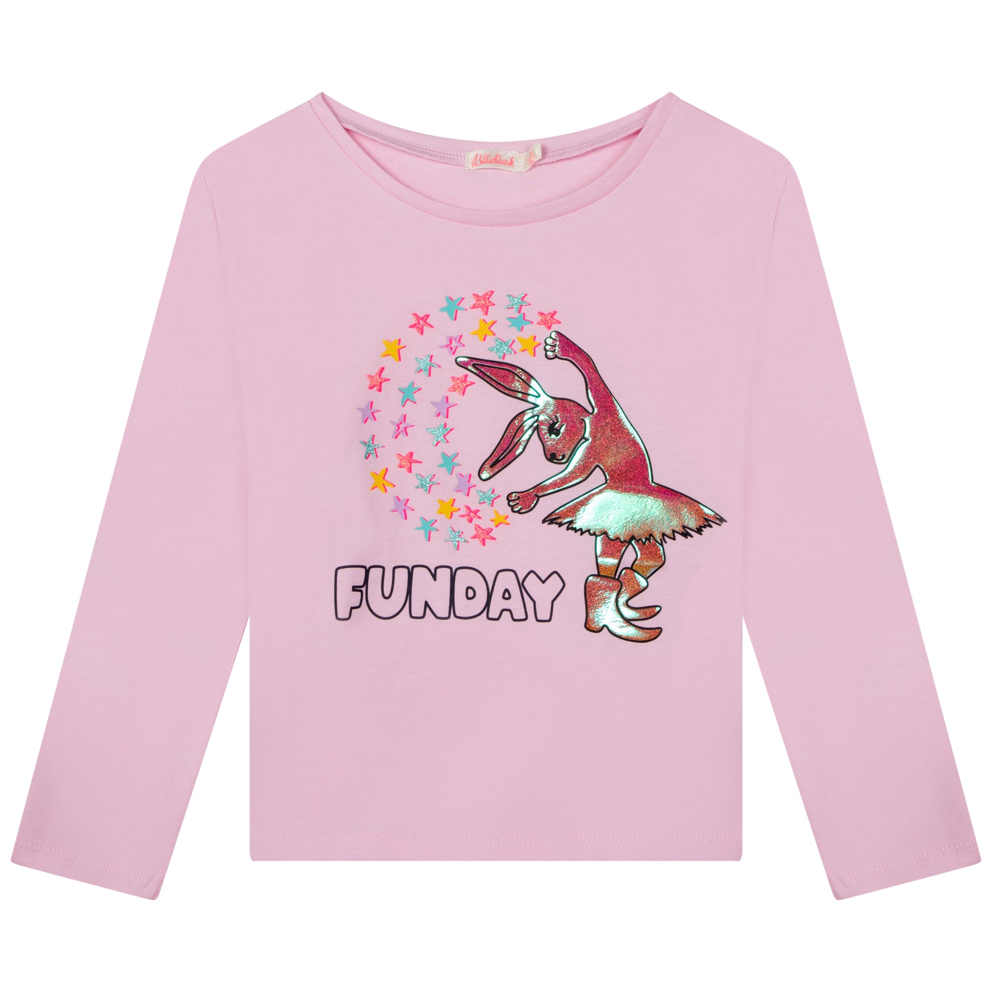 Girls Pink Printed Cotton T-Shirt