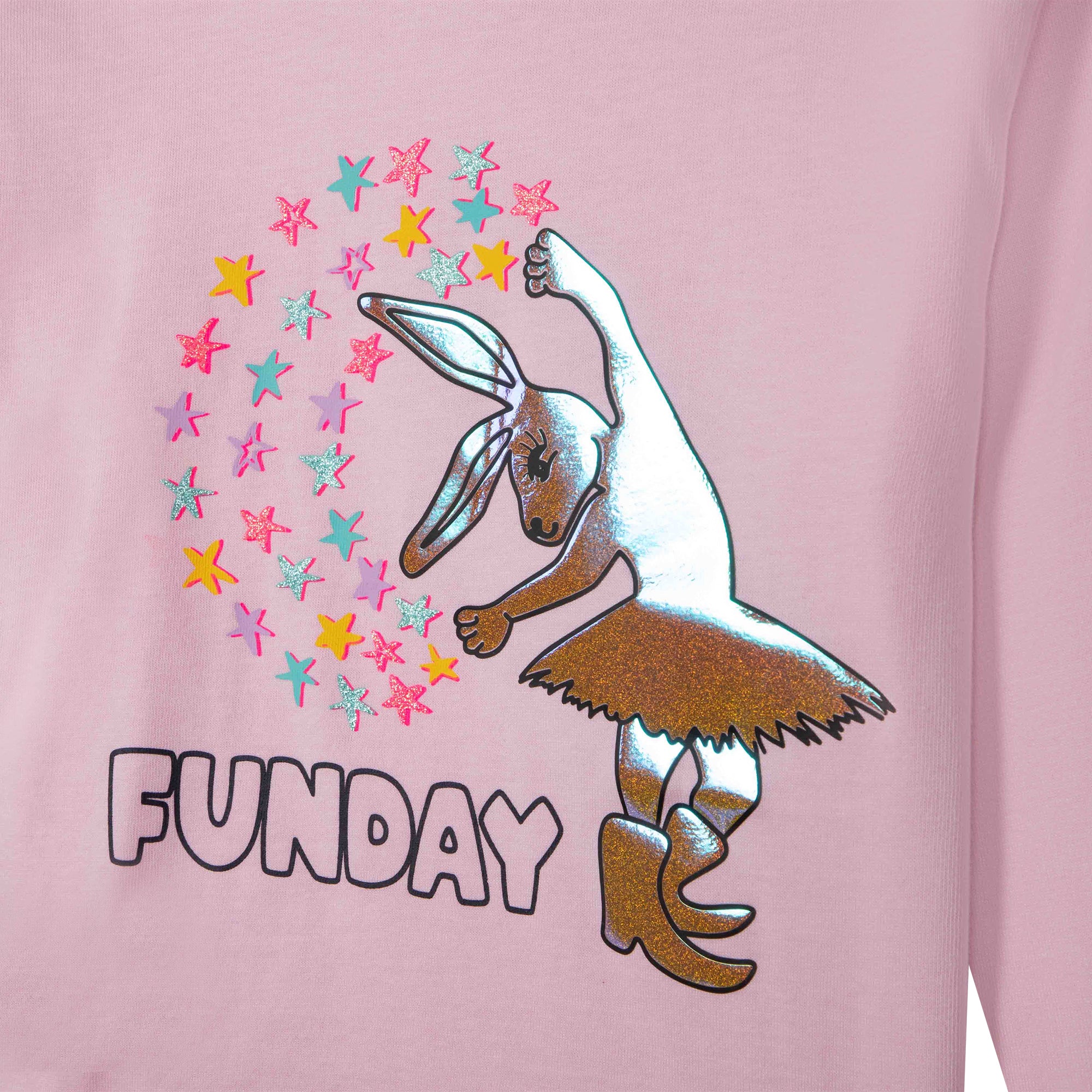 Girls Pink Printed Cotton T-Shirt