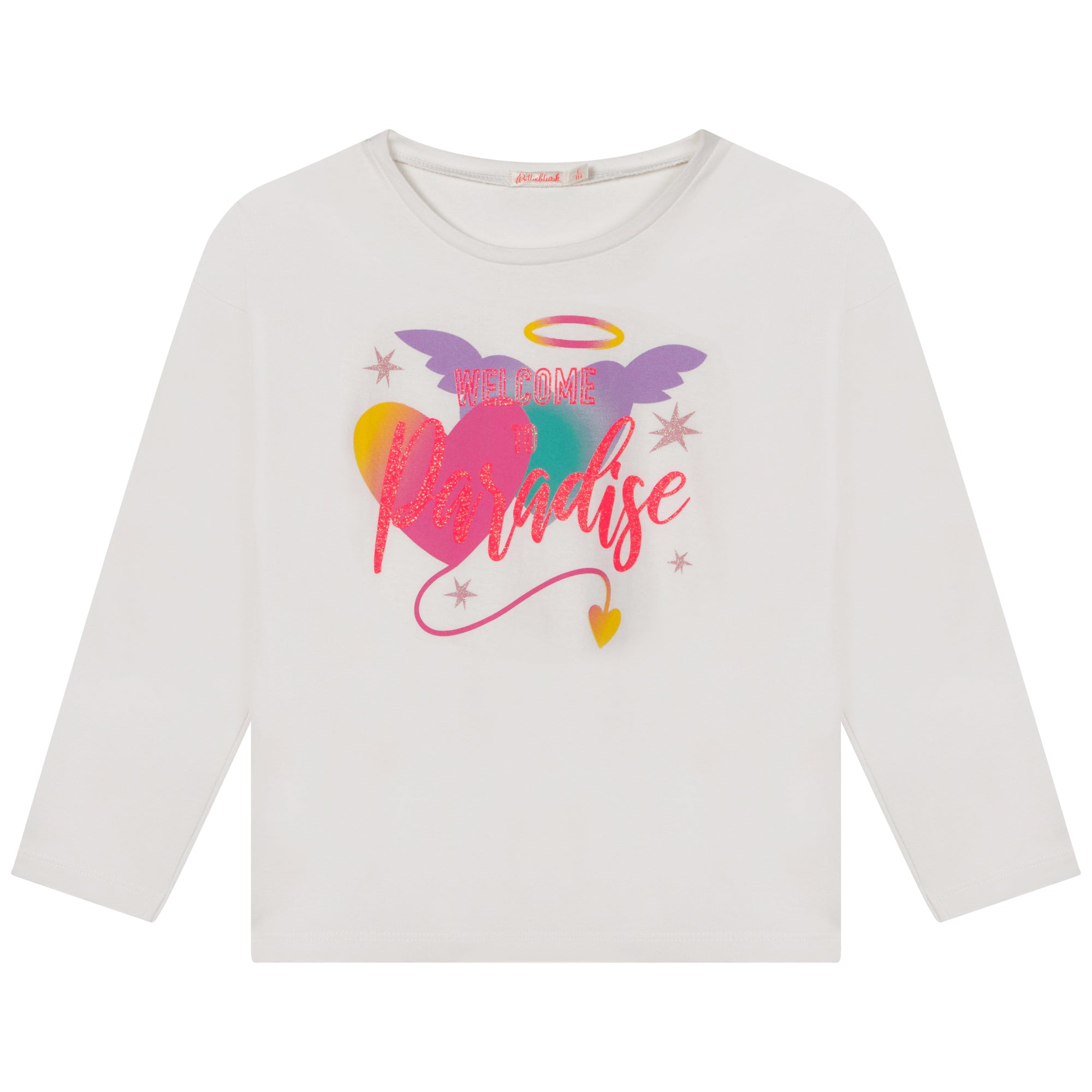 Girls White Printed Cotton T-Shirt